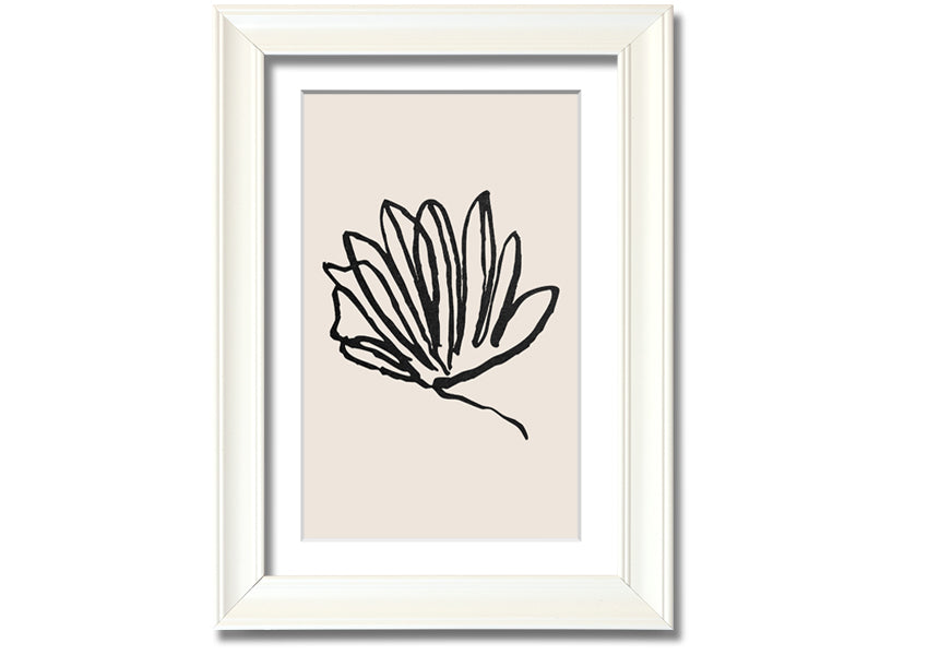 A beautifully framed Squiggle Leaf Lines print showcasing a unique leaf design, available in various frame colours.