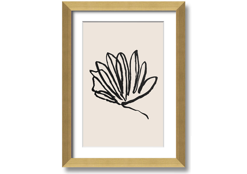 A beautifully framed Squiggle Leaf Lines print showcasing a unique leaf design, available in various frame colours.