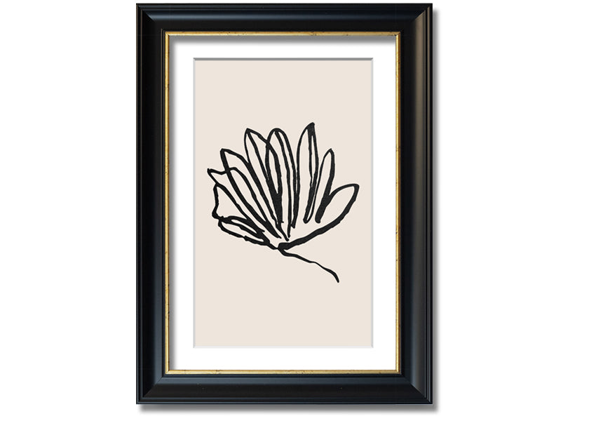 A beautifully framed Squiggle Leaf Lines print showcasing a unique leaf design, available in various frame colours.