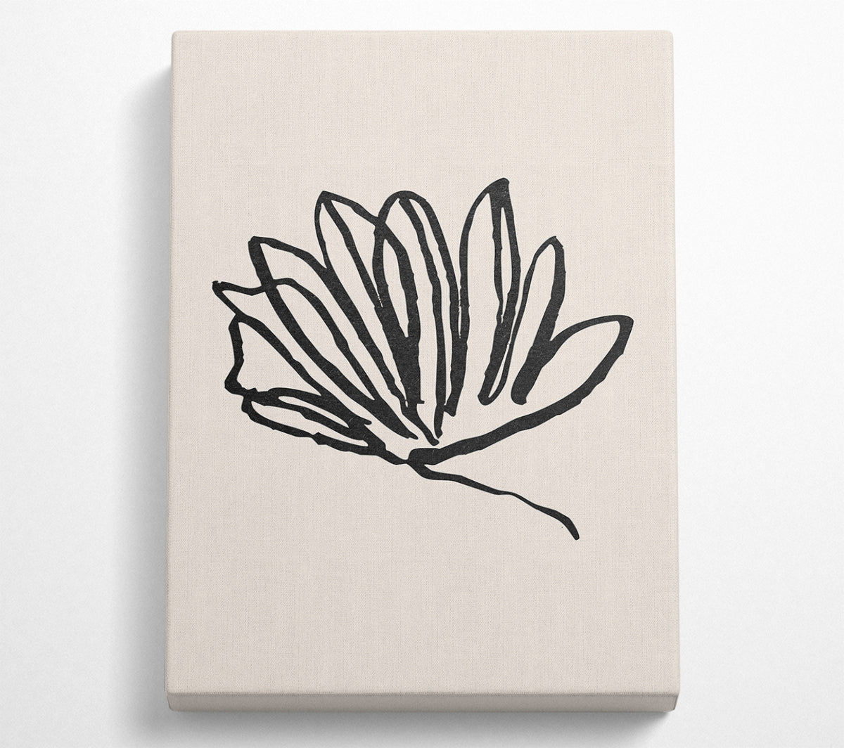 Squiggle Leaf Lines artwork printed on coated polyester canvas, mounted on a 44mm box frame, ready to hang.