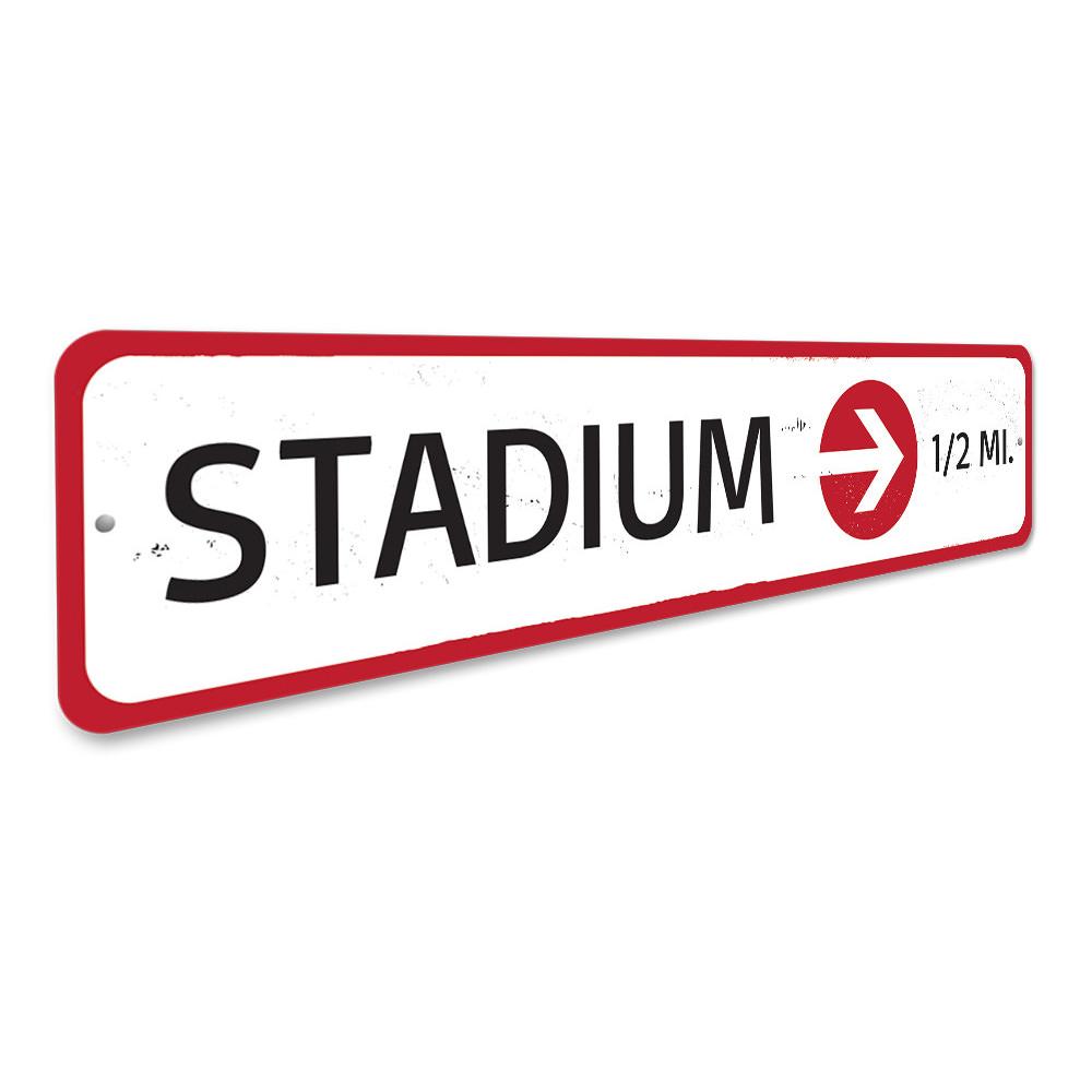 Customizable Stadium Sign made of high-quality aluminum, featuring pre-drilled holes for easy mounting, perfect for home decor.