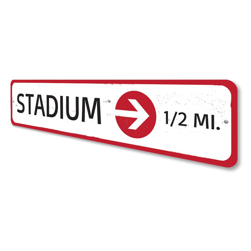 Customizable Stadium Sign made of high-quality aluminum, featuring pre-drilled holes for easy mounting, perfect for home decor.