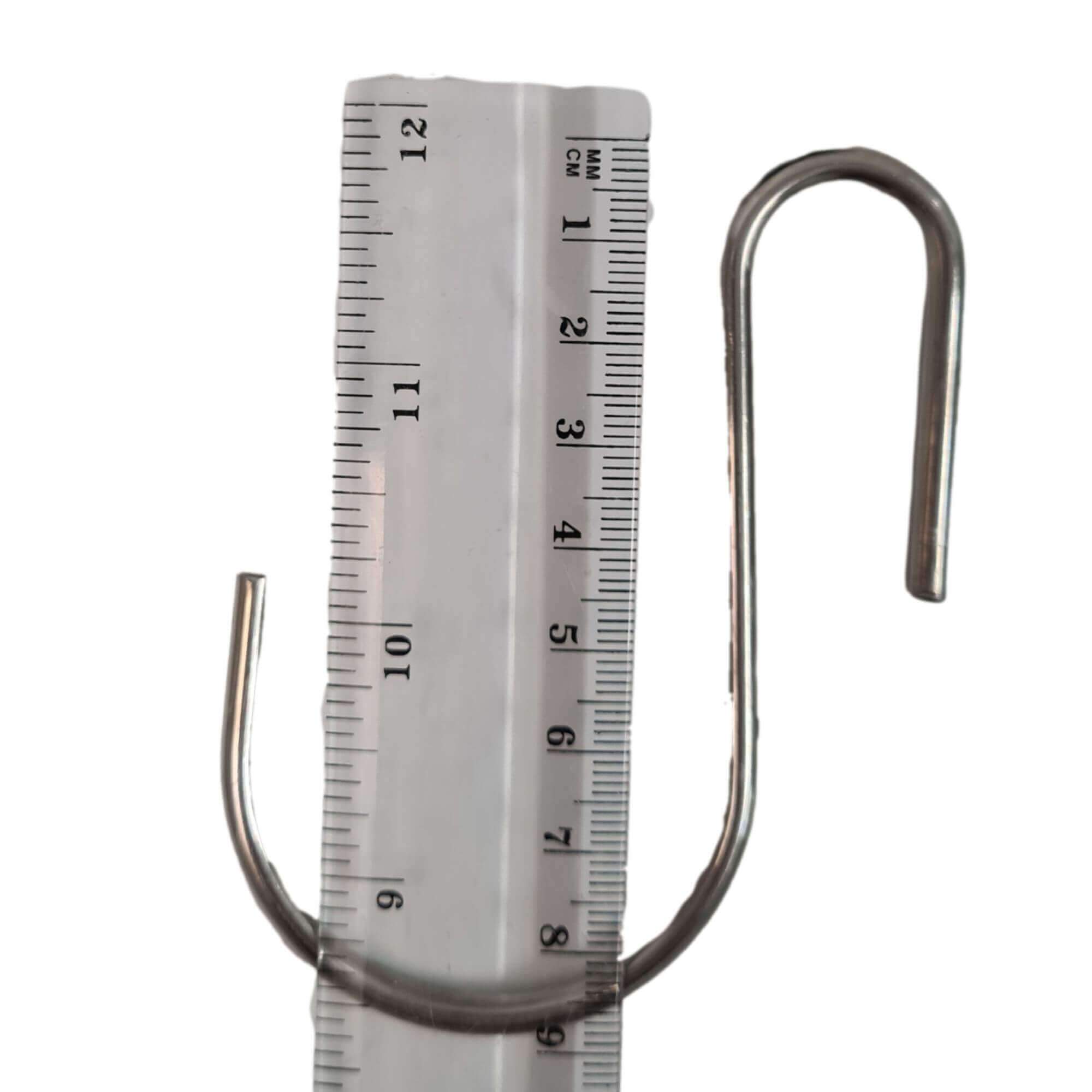 Set of 10 stainless steel hanging hooks, measuring 9cm x 7cm, ideal for indoor and outdoor use.