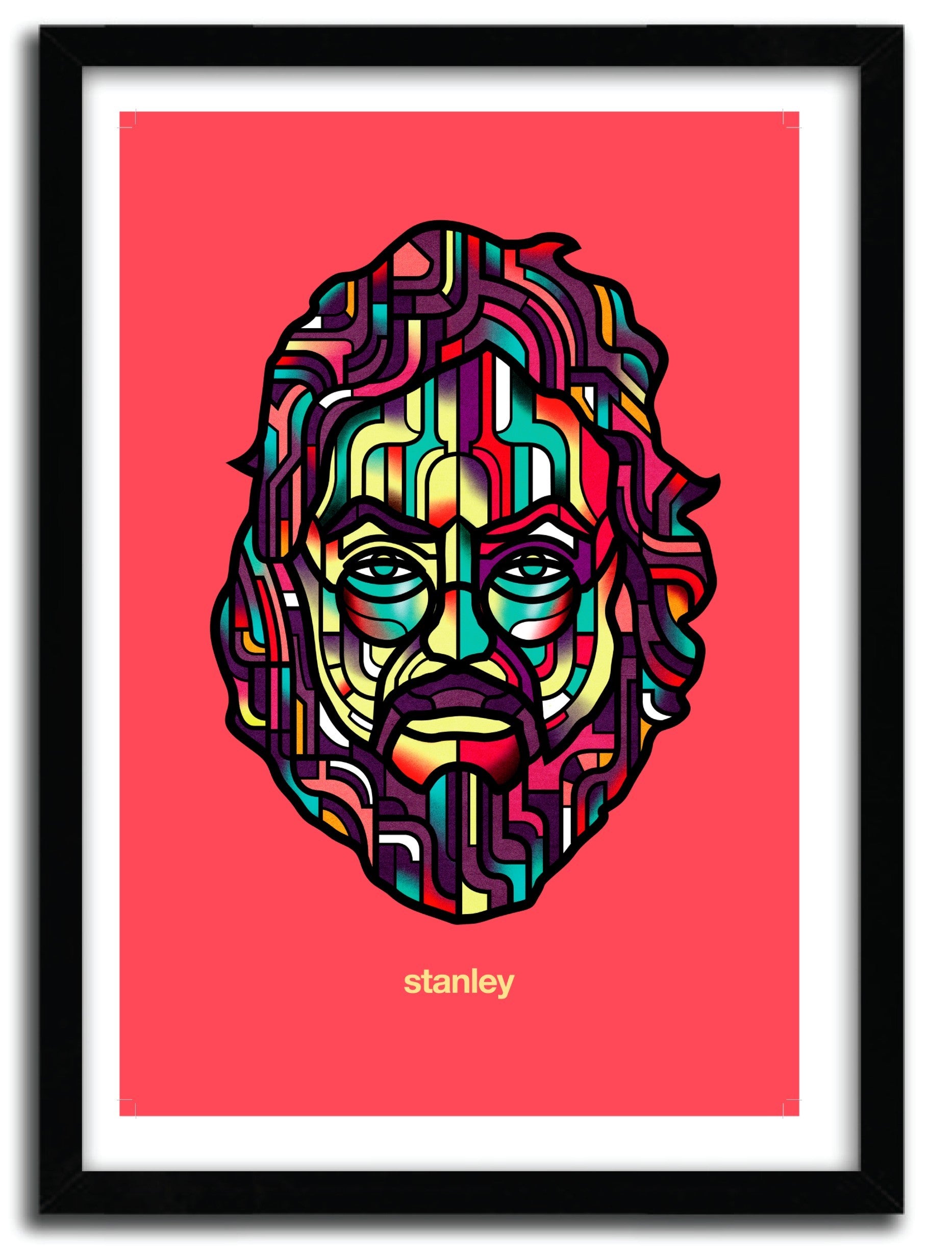 STANLEY by VAN ORTON artwork featuring vibrant colors and 80s cult movie themes, perfect for nostalgic decor.