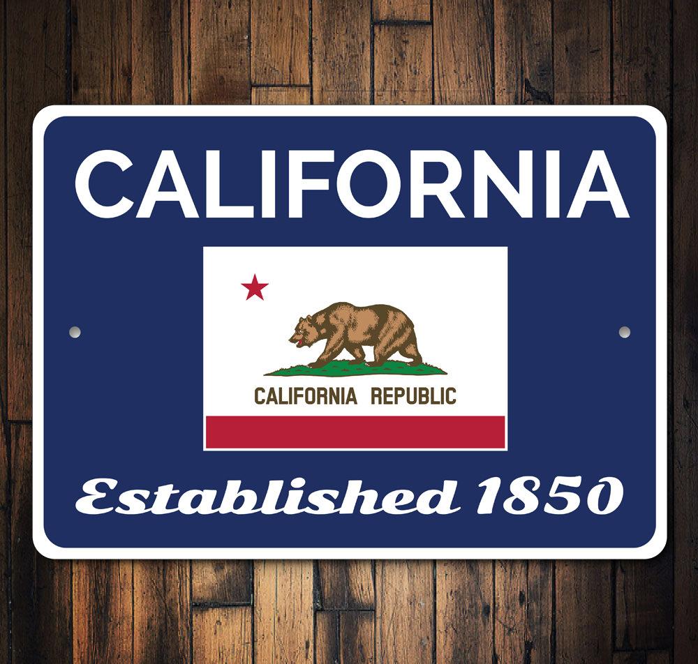 Customizable State Established Sign made from high-quality aluminum, featuring pre-drilled holes for easy mounting.