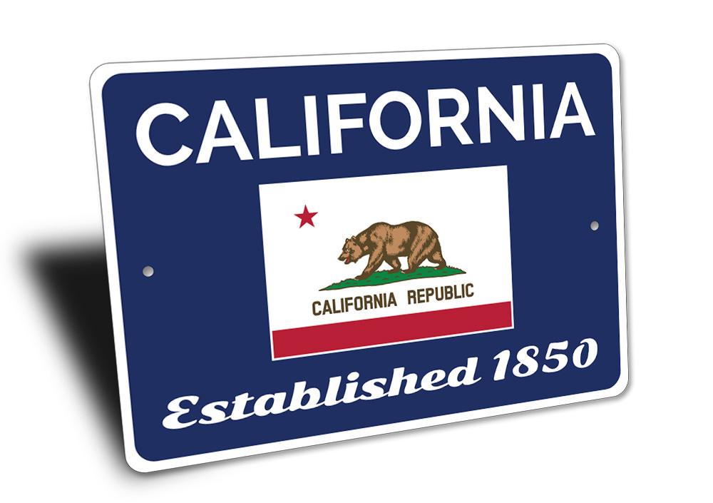 Customizable State Established Sign made from high-quality aluminum, featuring pre-drilled holes for easy mounting.