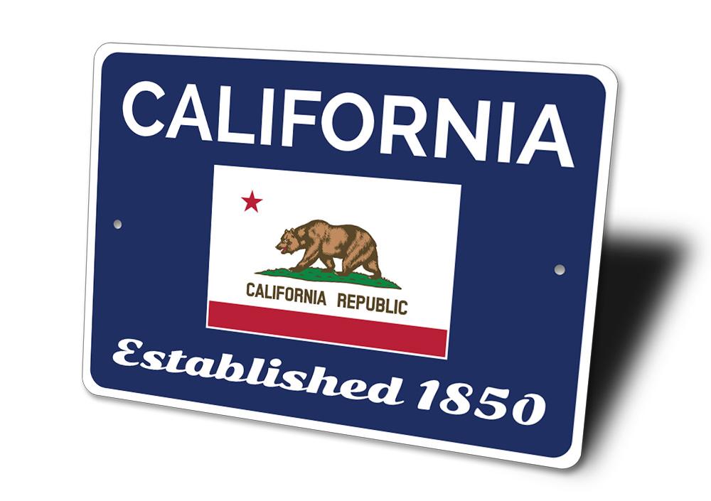 Customizable State Established Sign made from high-quality aluminum, featuring pre-drilled holes for easy mounting.