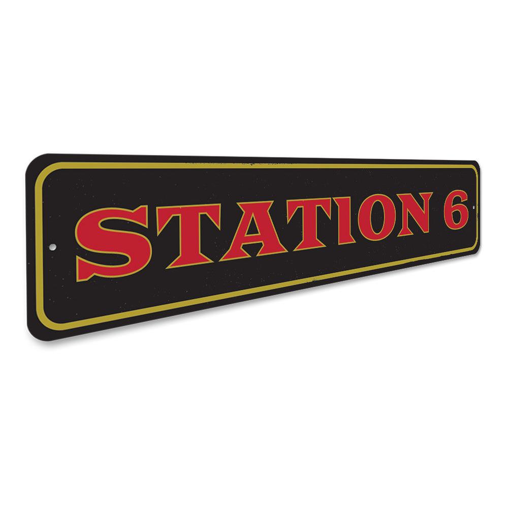 Customizable Station Number Sign made from high-quality aluminum, featuring pre-drilled holes for easy mounting.