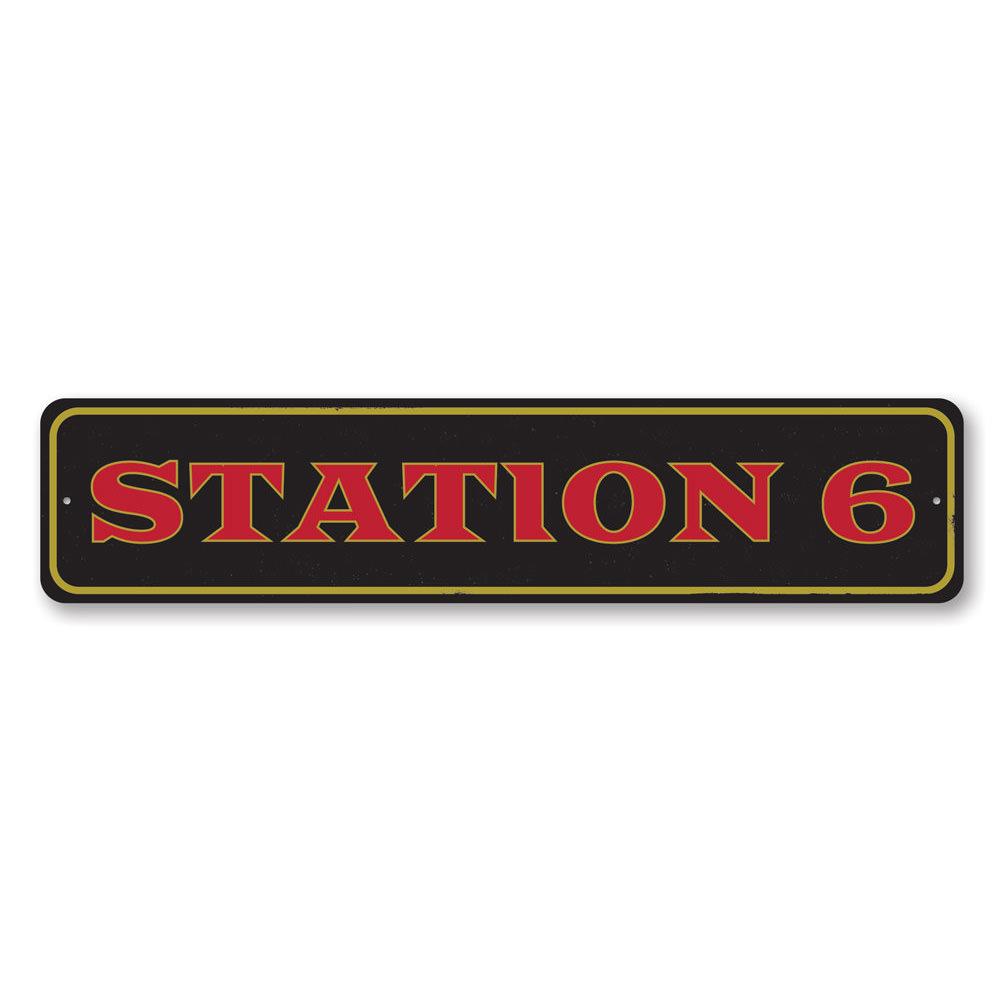 Customizable Station Number Sign made from high-quality aluminum, featuring pre-drilled holes for easy mounting.