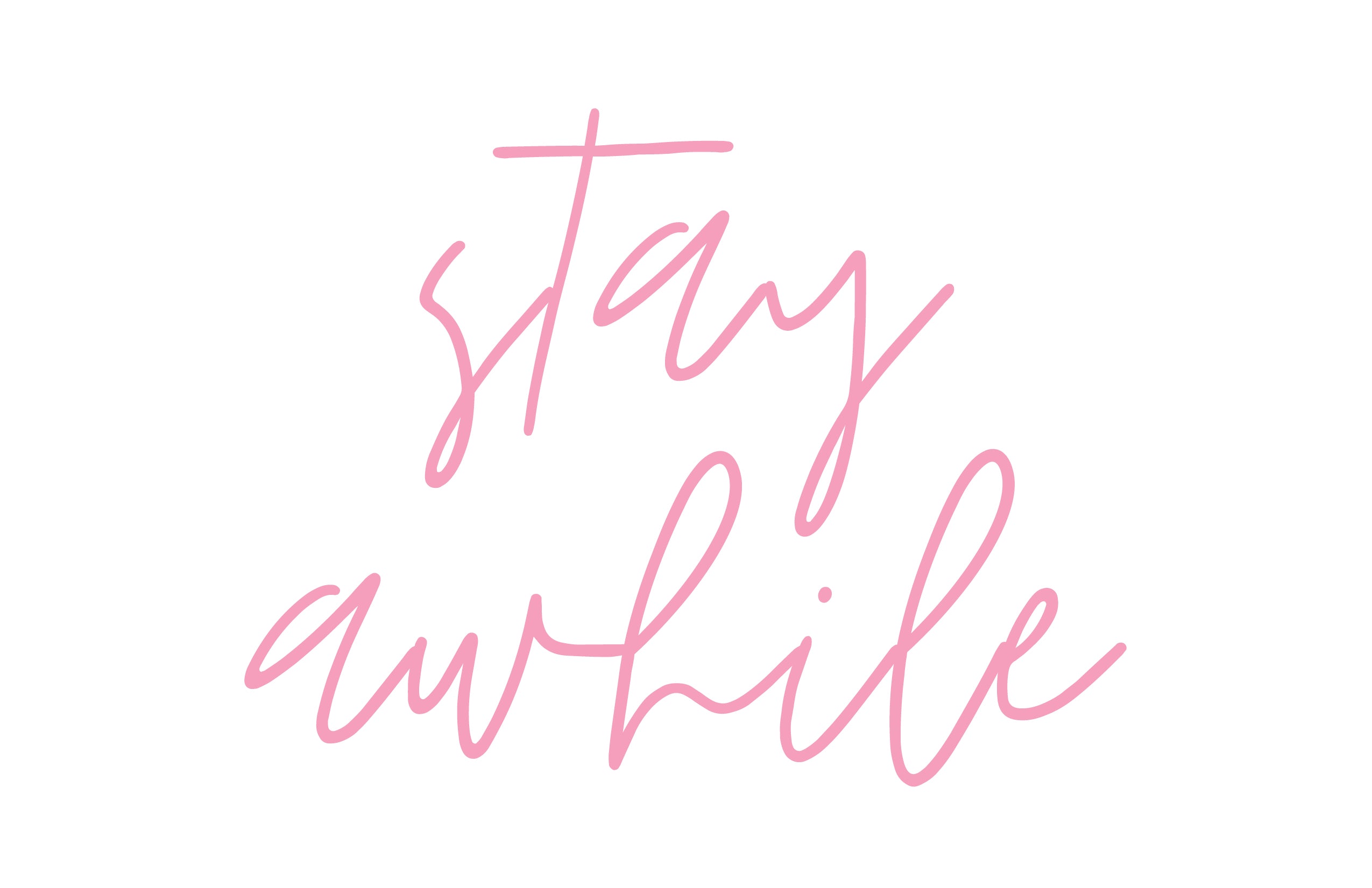 Stay Awhile Mirror Sticker on a smooth surface, featuring elegant typography and a modern design.