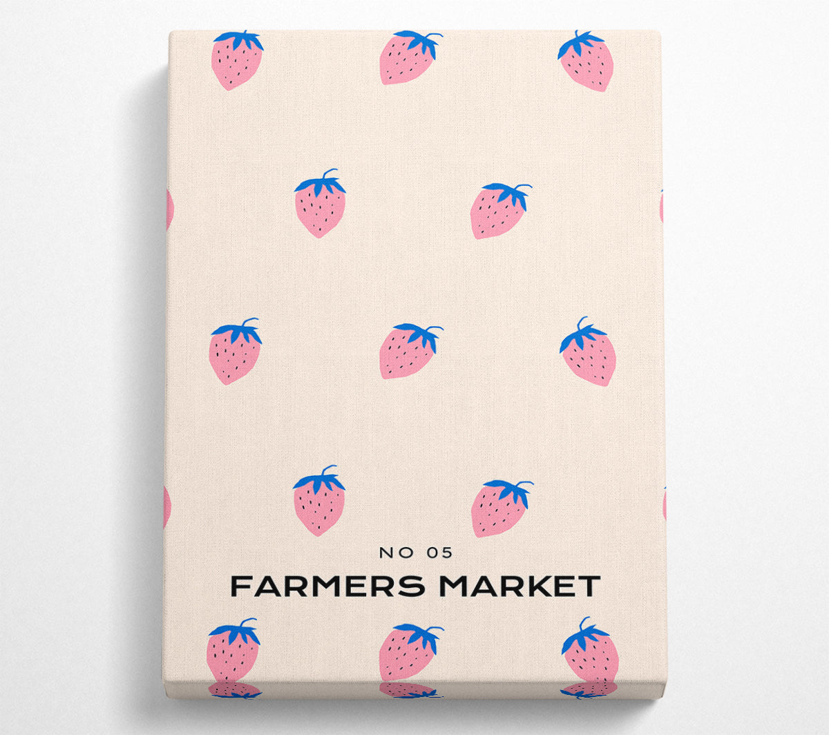 Vibrant canvas art featuring fresh strawberries, mounted on a sturdy 44mm box frame, ready to hang.