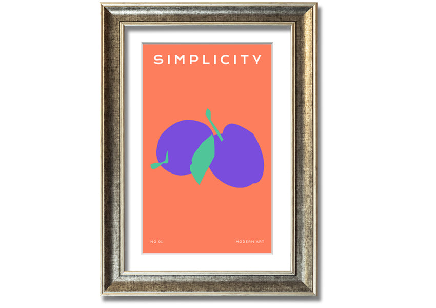 A beautifully framed print of vibrant plums, showcasing rich colors and intricate details, ready to hang on the wall.