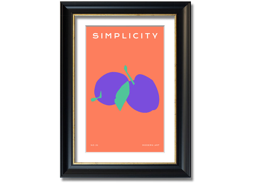 A beautifully framed print of vibrant plums, showcasing rich colors and intricate details, ready to hang on the wall.