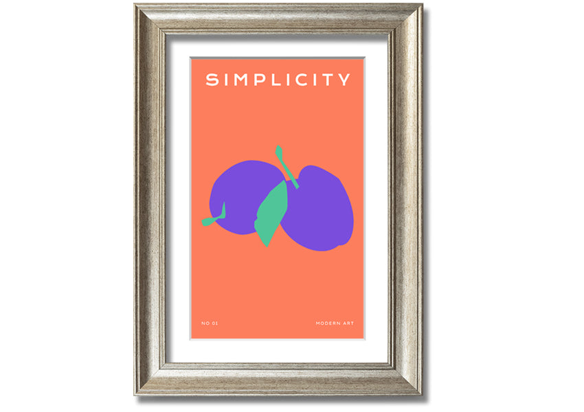 A beautifully framed print of vibrant plums, showcasing rich colors and intricate details, ready to hang on the wall.