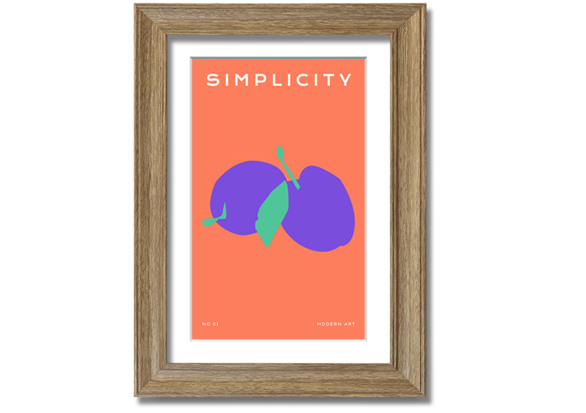 A beautifully framed print of vibrant plums, showcasing rich colors and intricate details, ready to hang on the wall.