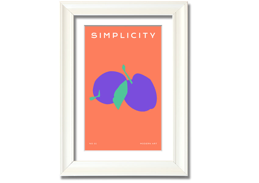 A beautifully framed print of vibrant plums, showcasing rich colors and intricate details, ready to hang on the wall.