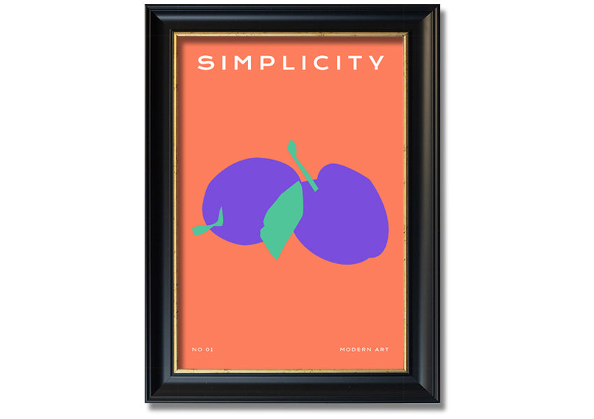 A beautifully framed print of vibrant plums, showcasing rich colors and intricate details, ready to hang on the wall.