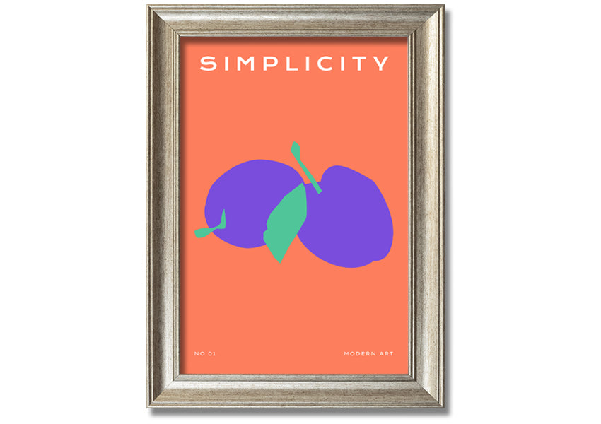 A beautifully framed print of vibrant plums, showcasing rich colors and intricate details, ready to hang on the wall.