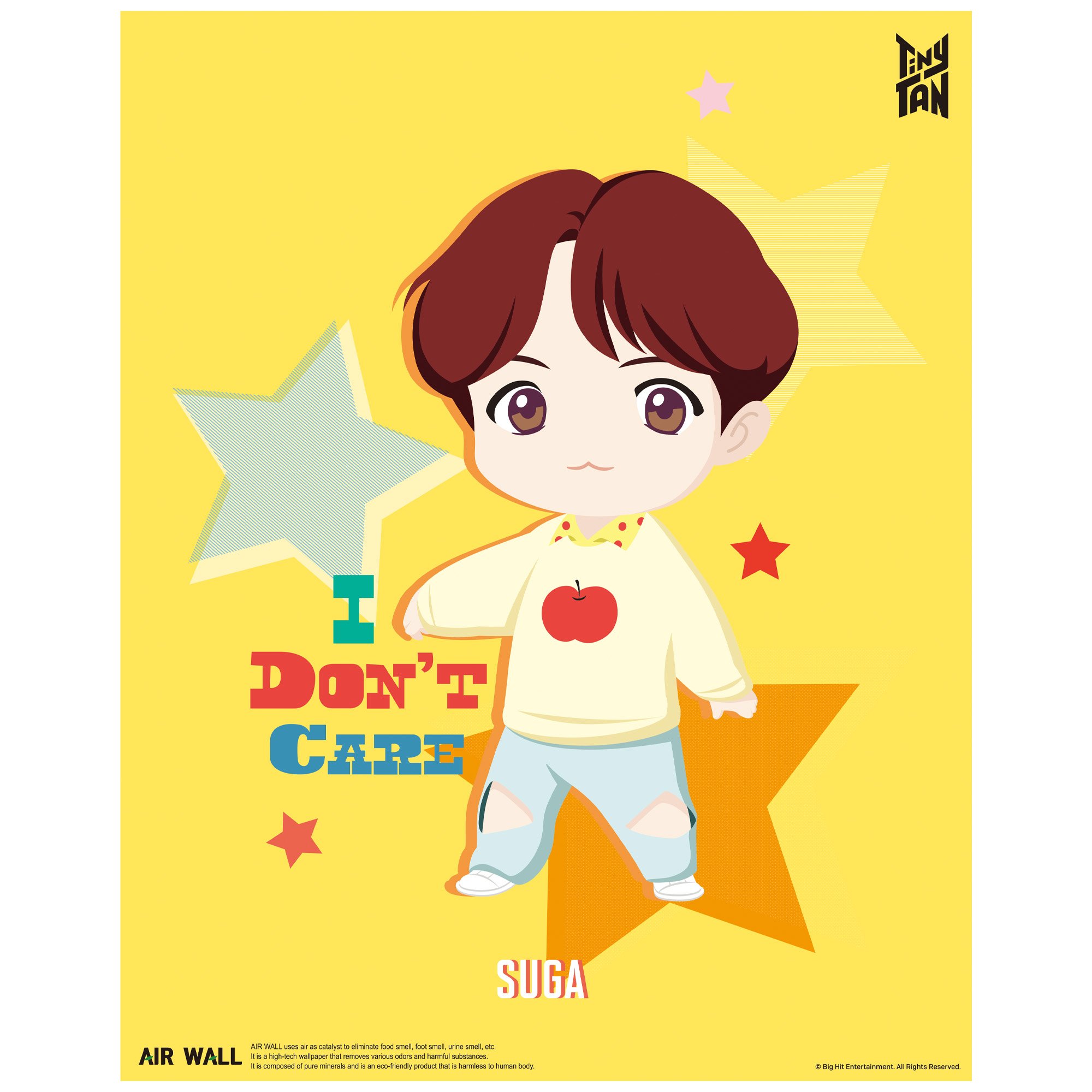 SUGA - IDOL Air Wall Poster featuring vibrant colors and lyrics, designed to purify air and enhance decor.