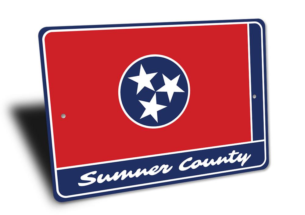 Sumner County Tennessee decorative metal sign, customizable with high-quality aluminum, featuring pre-drilled holes for easy mounting.