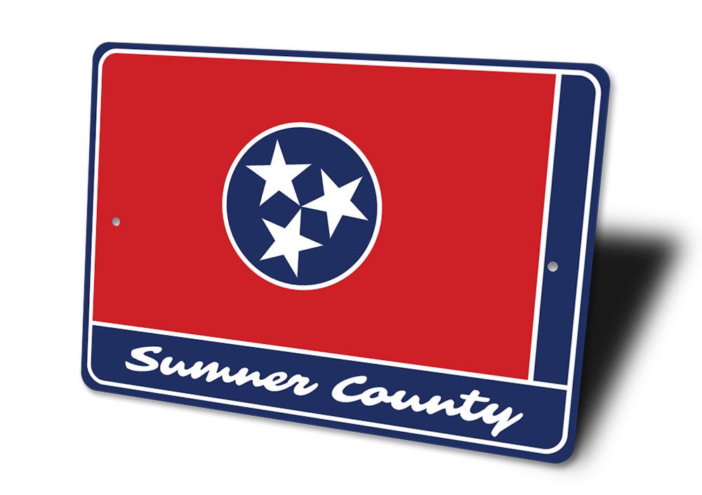 Sumner County Tennessee decorative metal sign, customizable with high-quality aluminum, featuring pre-drilled holes for easy mounting.