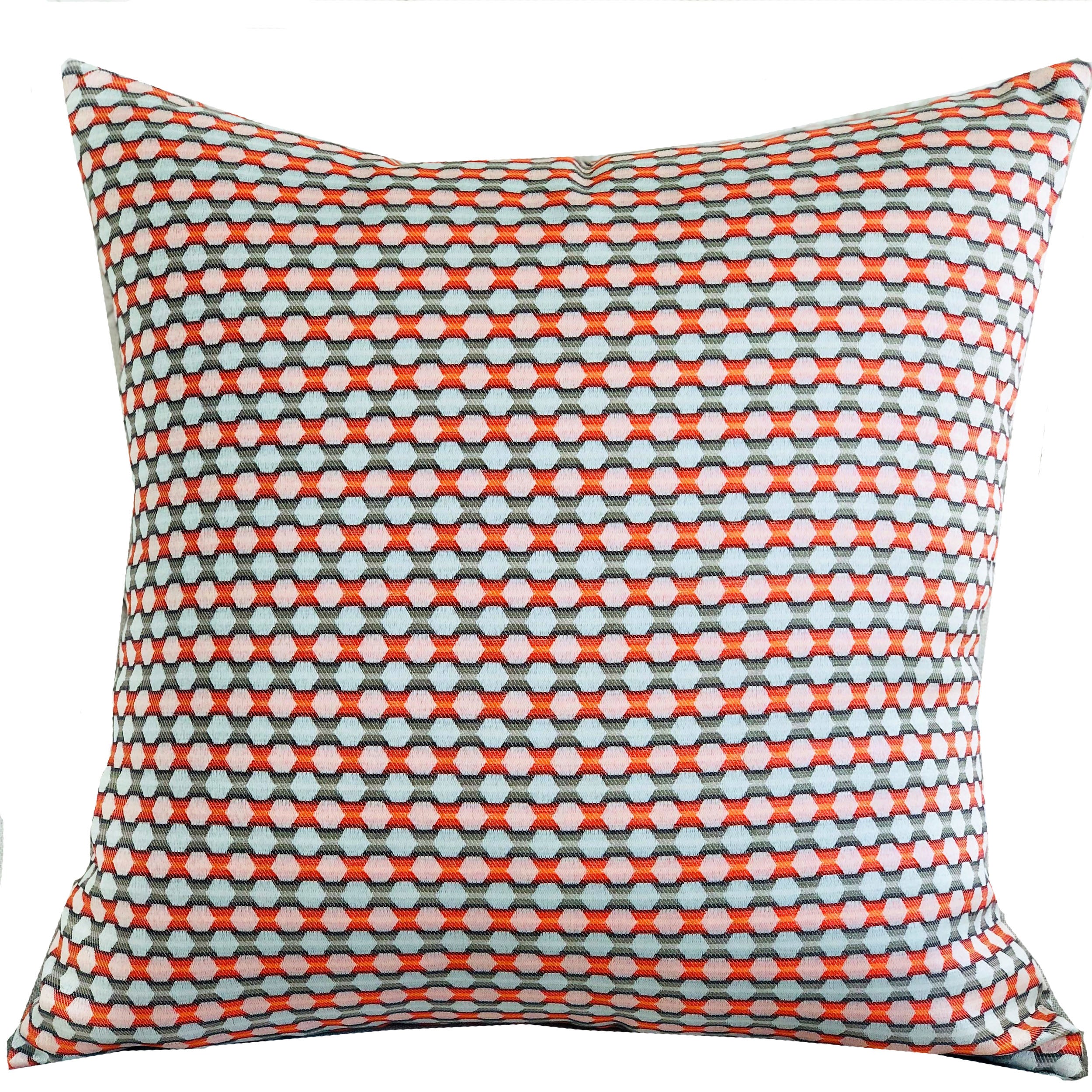 Sunny Cave Orange and Beige Luxury Throw Pillow with geometric pattern, showcasing its elegant design and high-quality fabric.