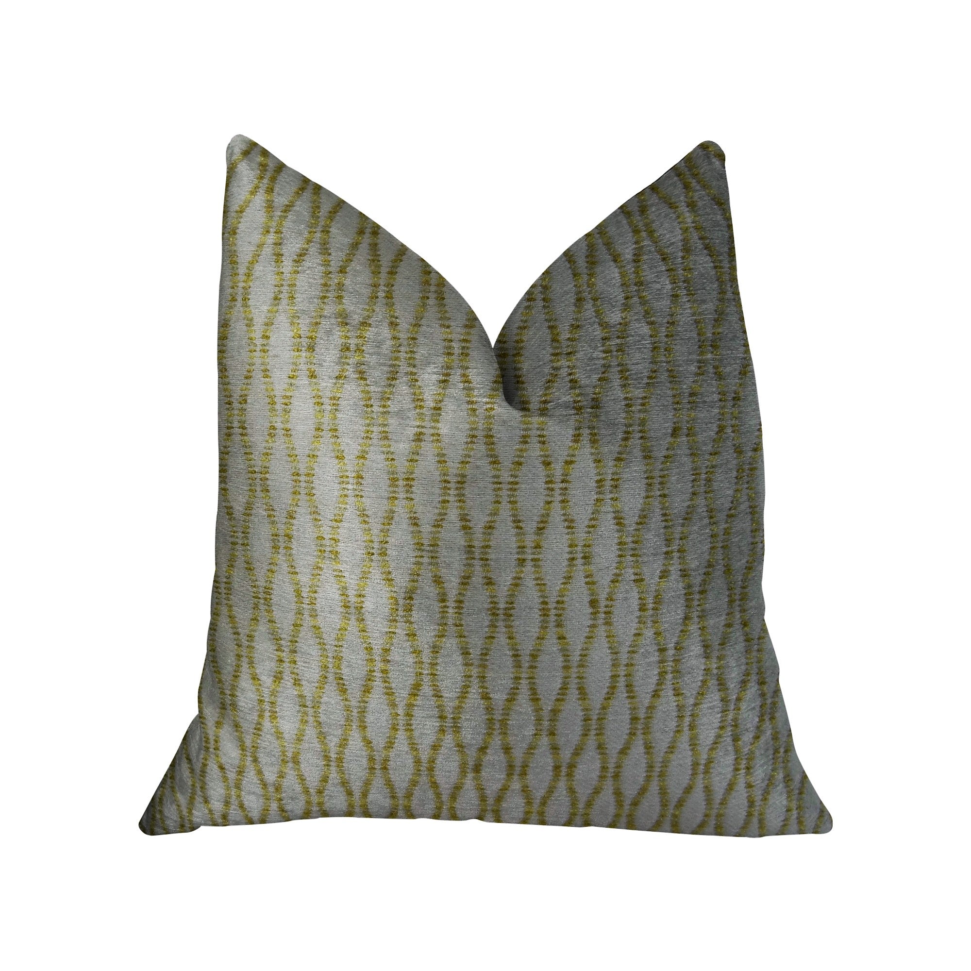 Swan Creek Cream and Gold Handmade Luxury Pillow showcasing a geometric pattern with an invisible zipper, crafted from a cotton-rayon-polyester blend.