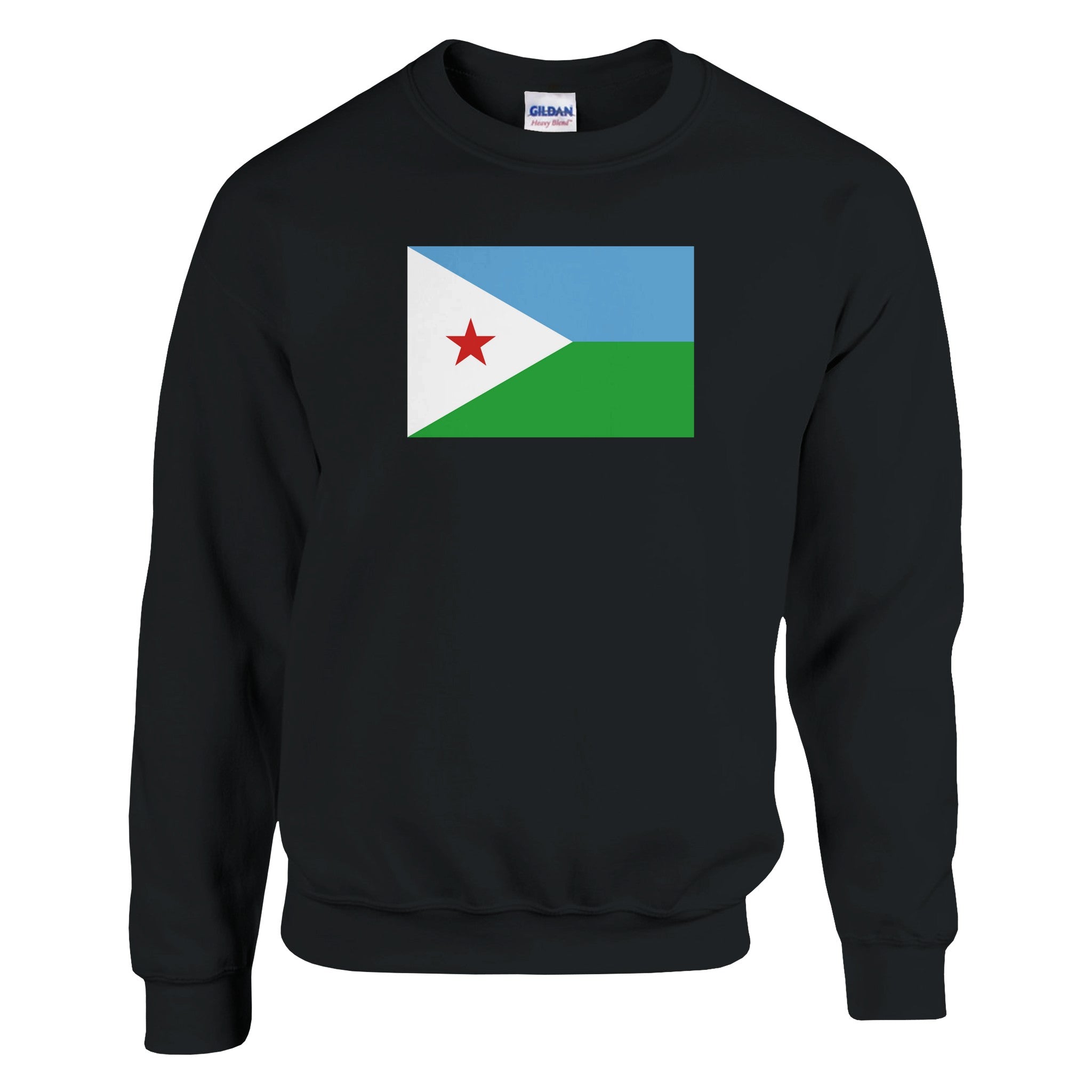 Sweat-shirt Drapeau de Djibouti en coton et polyester, avec coutures renforcées et coupe classique, disponible en plusieurs tailles.