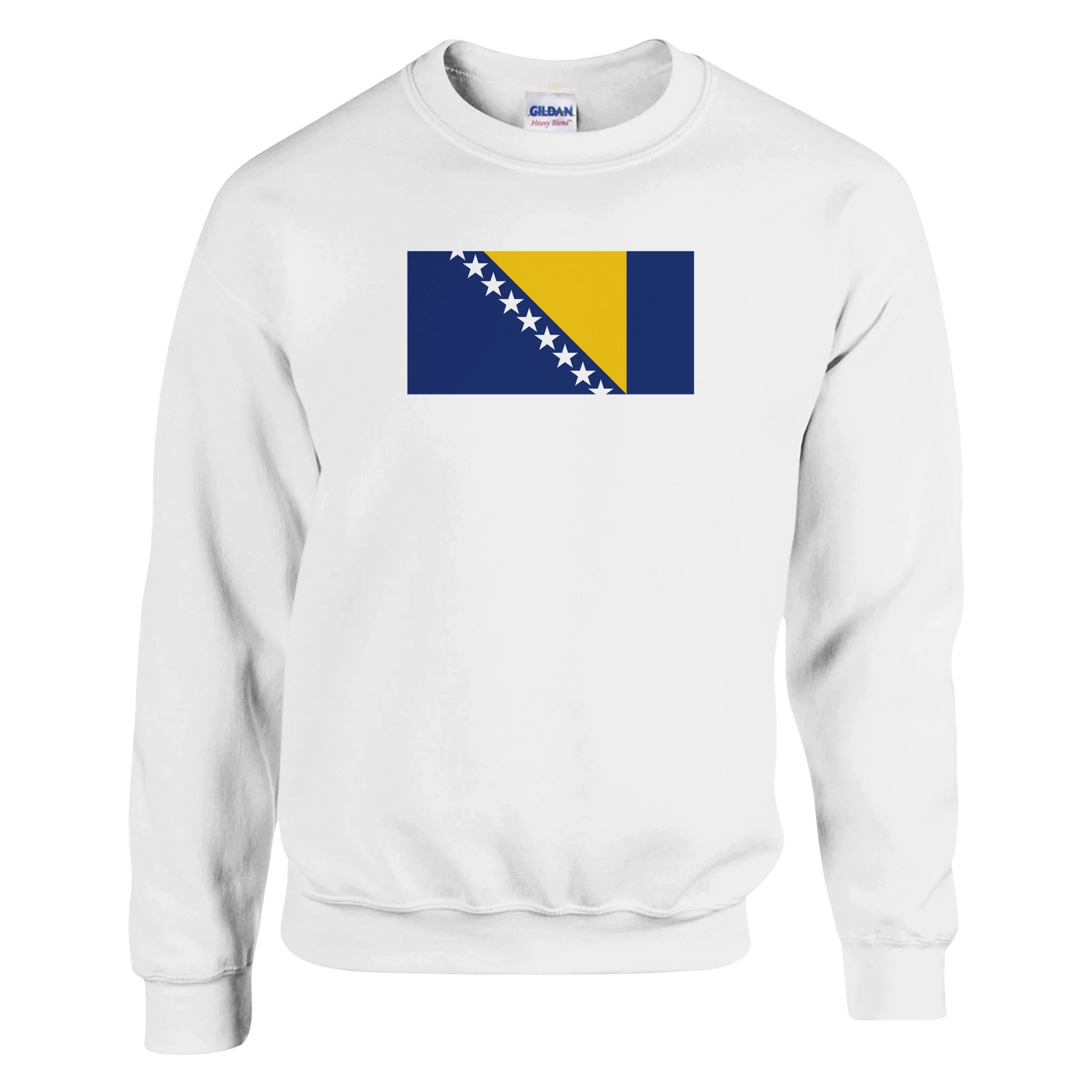 Sweat-shirt Drapeau de la Bosnie-Herzégovine en coton et polyester, avec des coutures renforcées et une coupe classique, idéal pour un style décontracté.