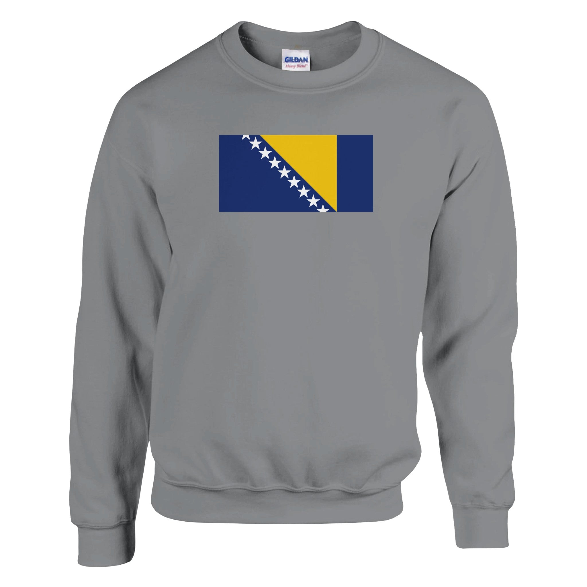 Sweat-shirt Drapeau de la Bosnie-Herzégovine en coton et polyester, avec des coutures renforcées et une coupe classique, idéal pour un style décontracté.