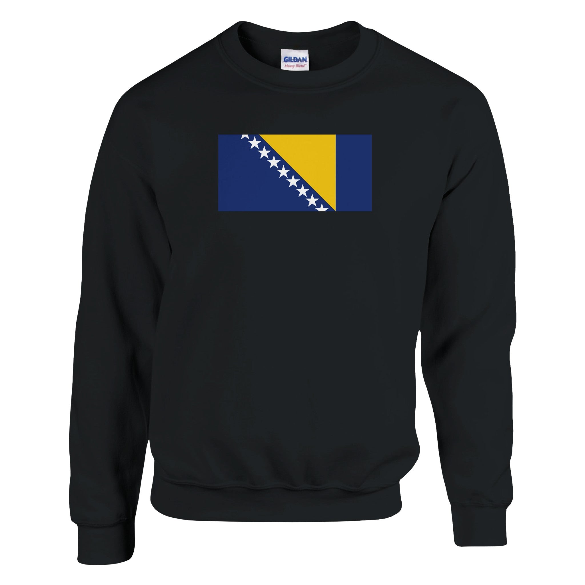 Sweat-shirt Drapeau de la Bosnie-Herzégovine en coton et polyester, avec des coutures renforcées et une coupe classique, idéal pour un style décontracté.