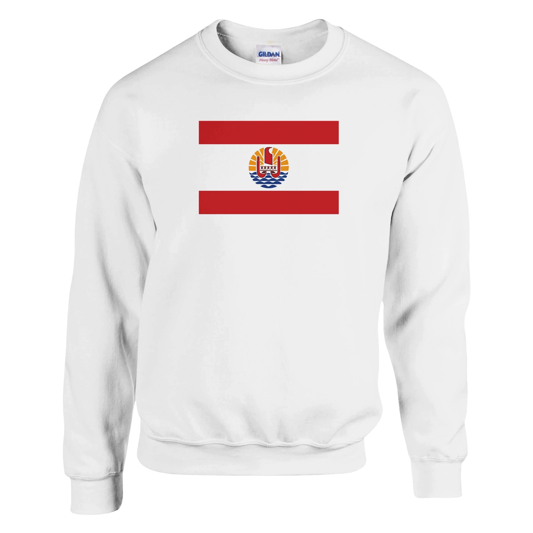 Sweat-shirt Drapeau de la Polynésie française en coton et polyester, avec des coutures renforcées et une coupe classique, idéal pour un style décontracté.