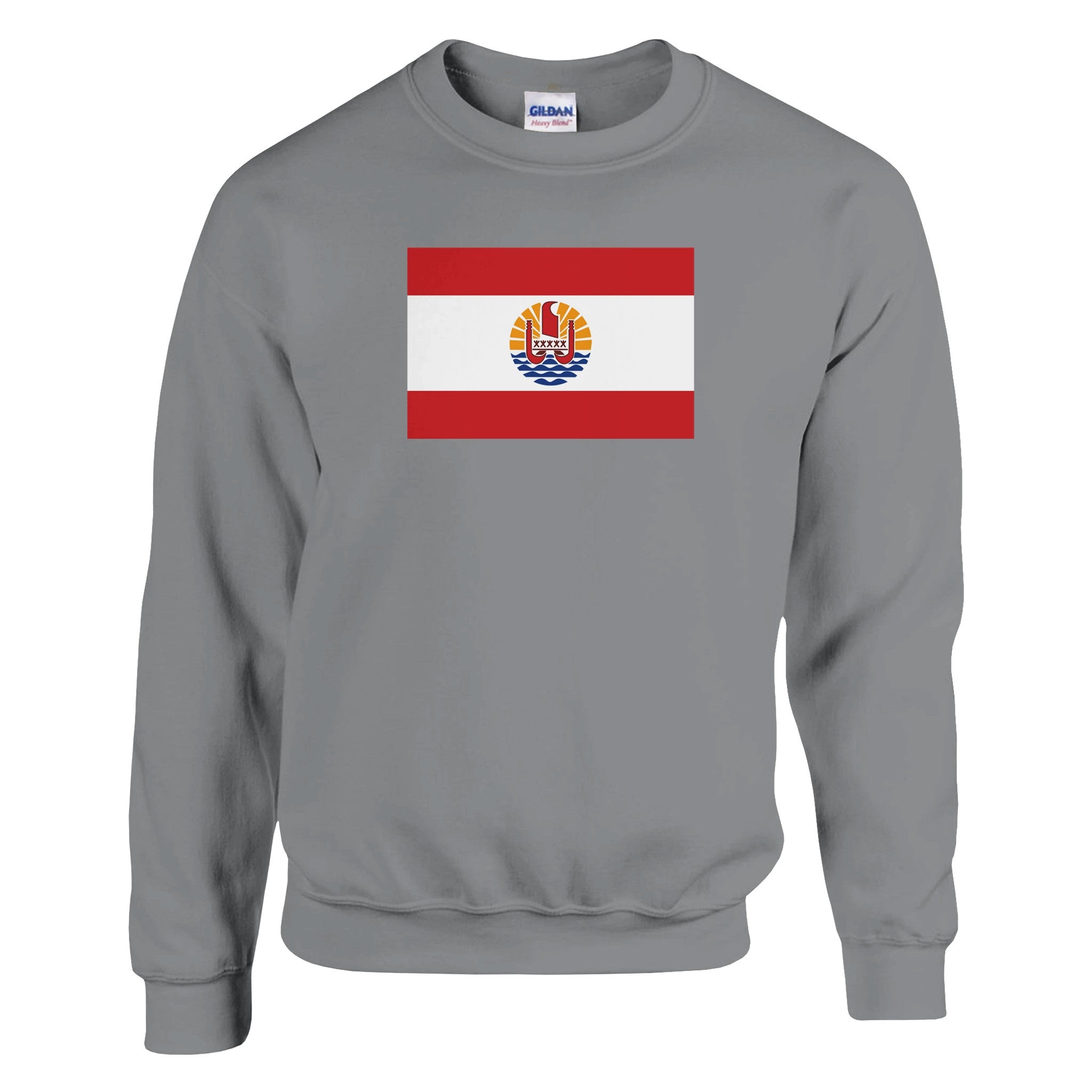 Sweat-shirt Drapeau de la Polynésie française en coton et polyester, avec des coutures renforcées et une coupe classique, idéal pour un style décontracté.