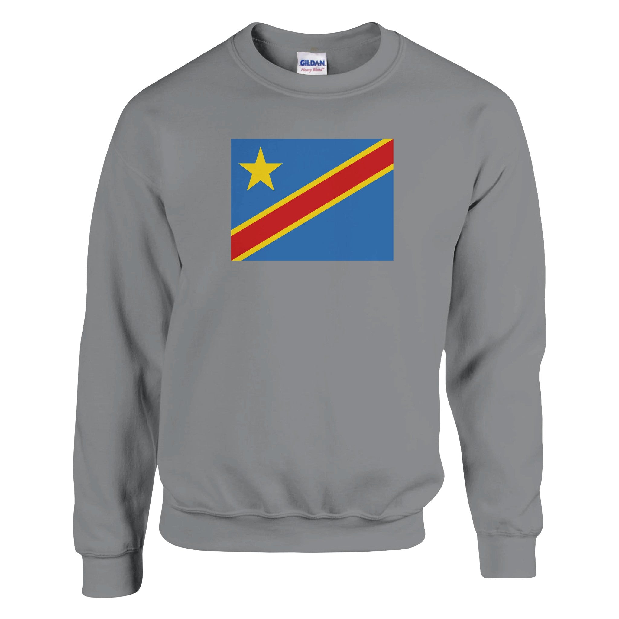 Sweat-shirt Drapeau de la République Démocratique du Congo, en coton et polyester, avec un design classique et confortable.