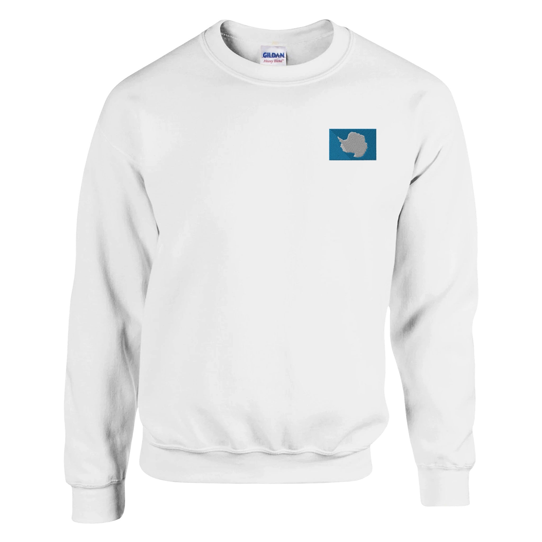 Sweat-shirt Drapeau de l'Antarctique en broderie, mélange doux de coton et polyester, avec couture aiguille double et côtes élastiques.