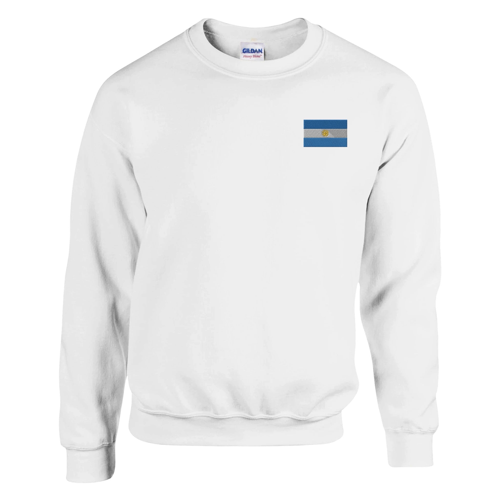 Sweat-shirt Drapeau de l'Argentine en broderie, mélange doux de coton et polyester, avec coutures renforcées et design classique.