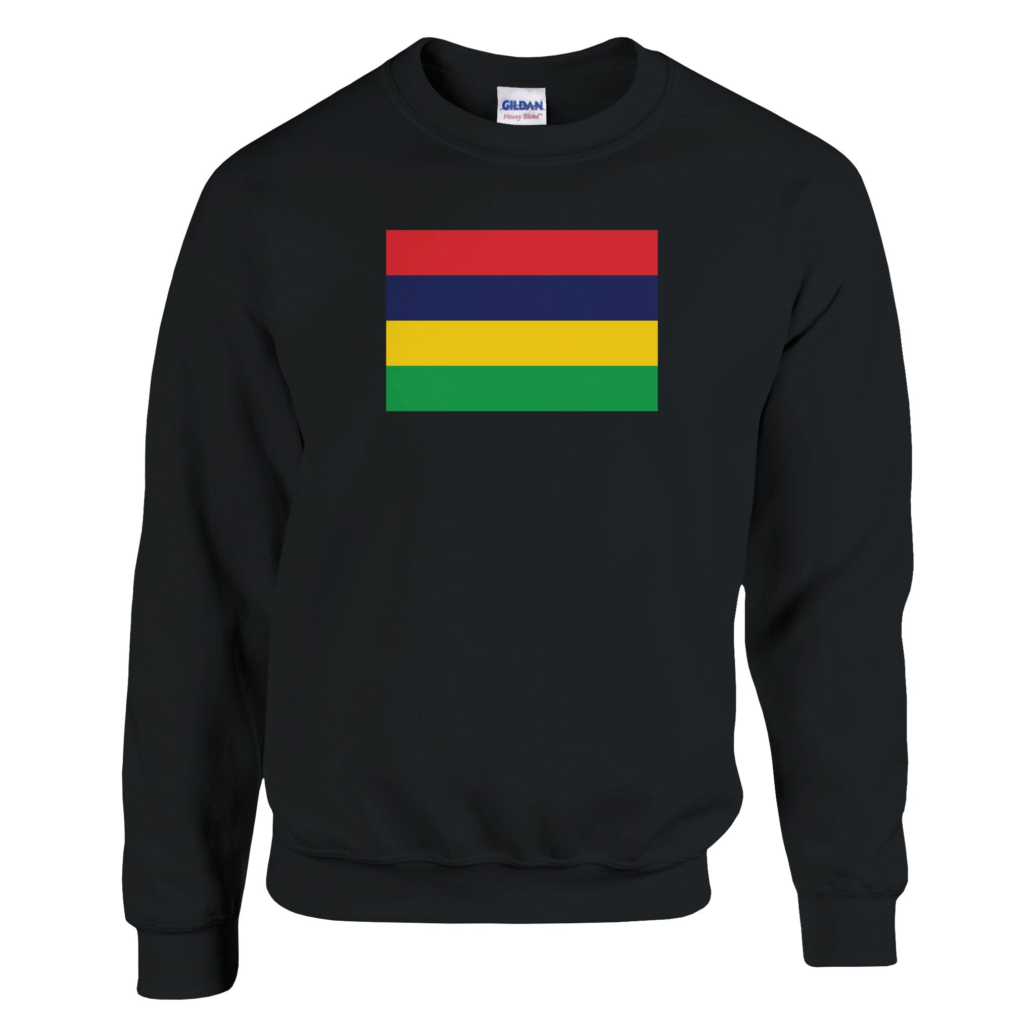 Sweat-shirt Drapeau de Maurice en coton et polyester, avec des coutures renforcées et une coupe classique, disponible en plusieurs tailles.