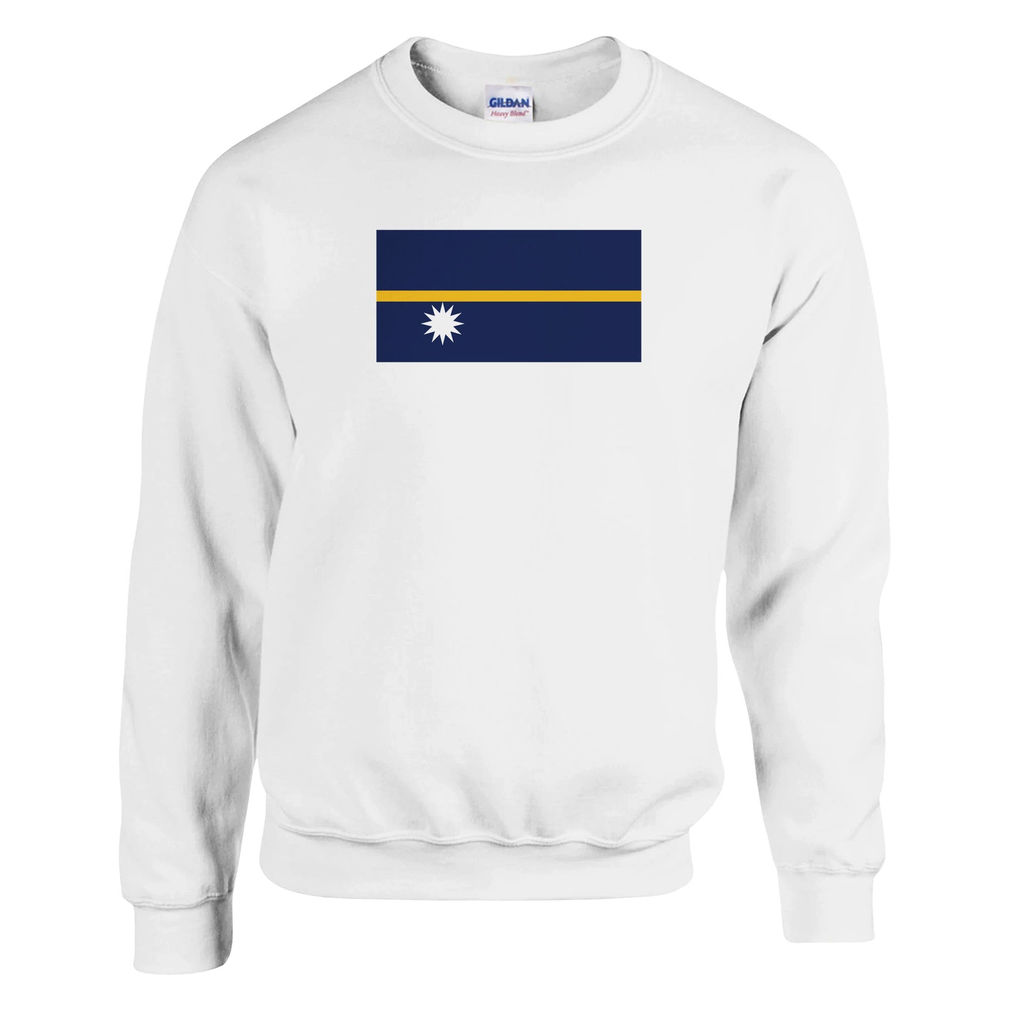 Sweat-shirt Drapeau de Nauru en coton et polyester, avec coutures renforcées et côtes élastiques, disponible en plusieurs tailles.