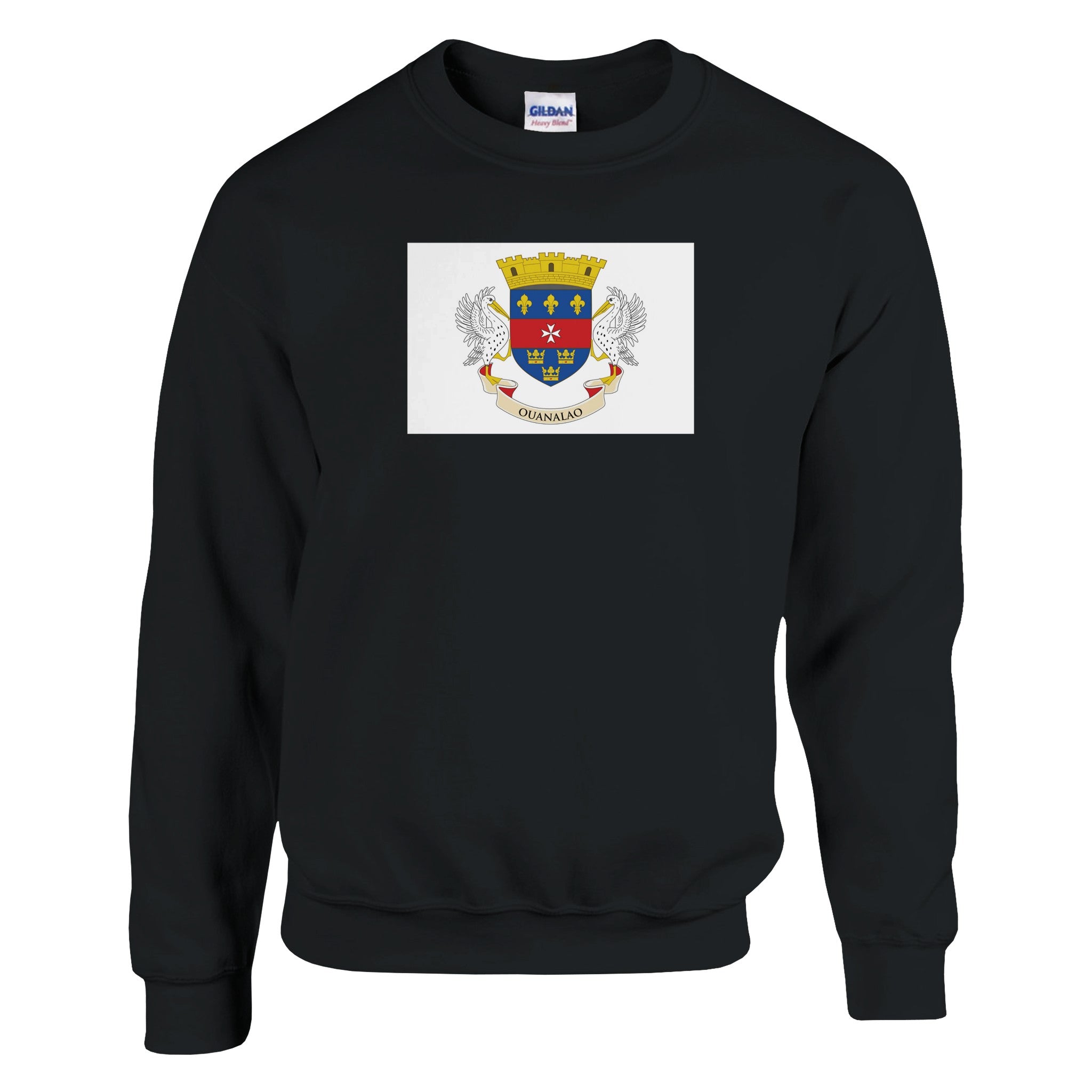 Sweat-shirt Drapeau de Saint-Barthélemy en coton et polyester, avec des coutures renforcées et une coupe classique, disponible en plusieurs tailles.