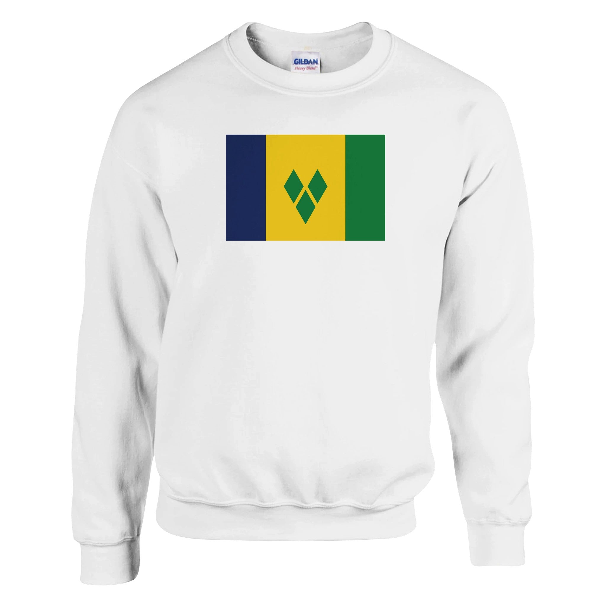 Sweat-shirt Drapeau de Saint-Vincent-et-les-Grenadines, mélange de coton et polyester, avec coutures renforcées et côtes élastiques.