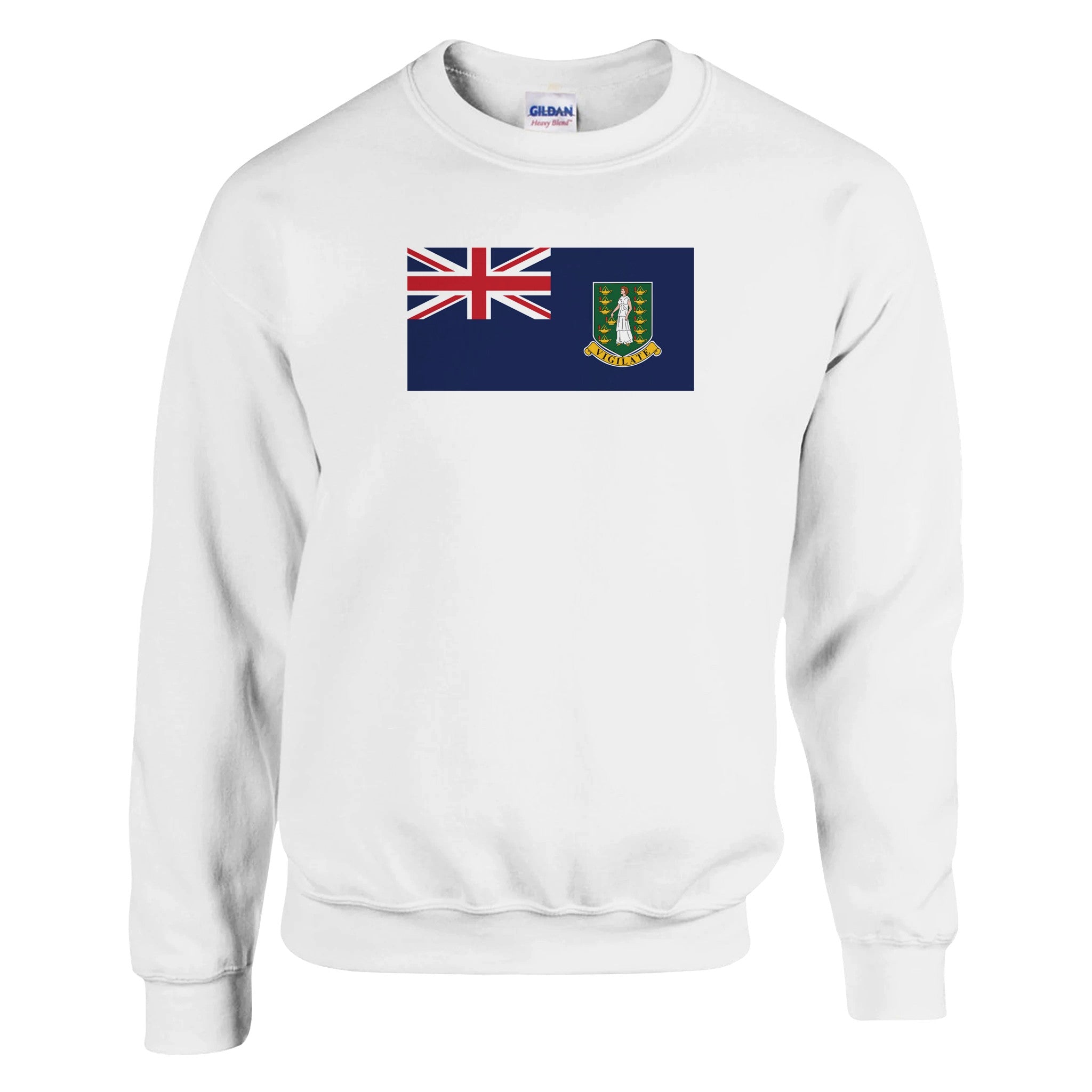 Sweat-shirt Drapeau des îles Vierges britanniques en coton et polyester, avec couture double et côtes élastiques.