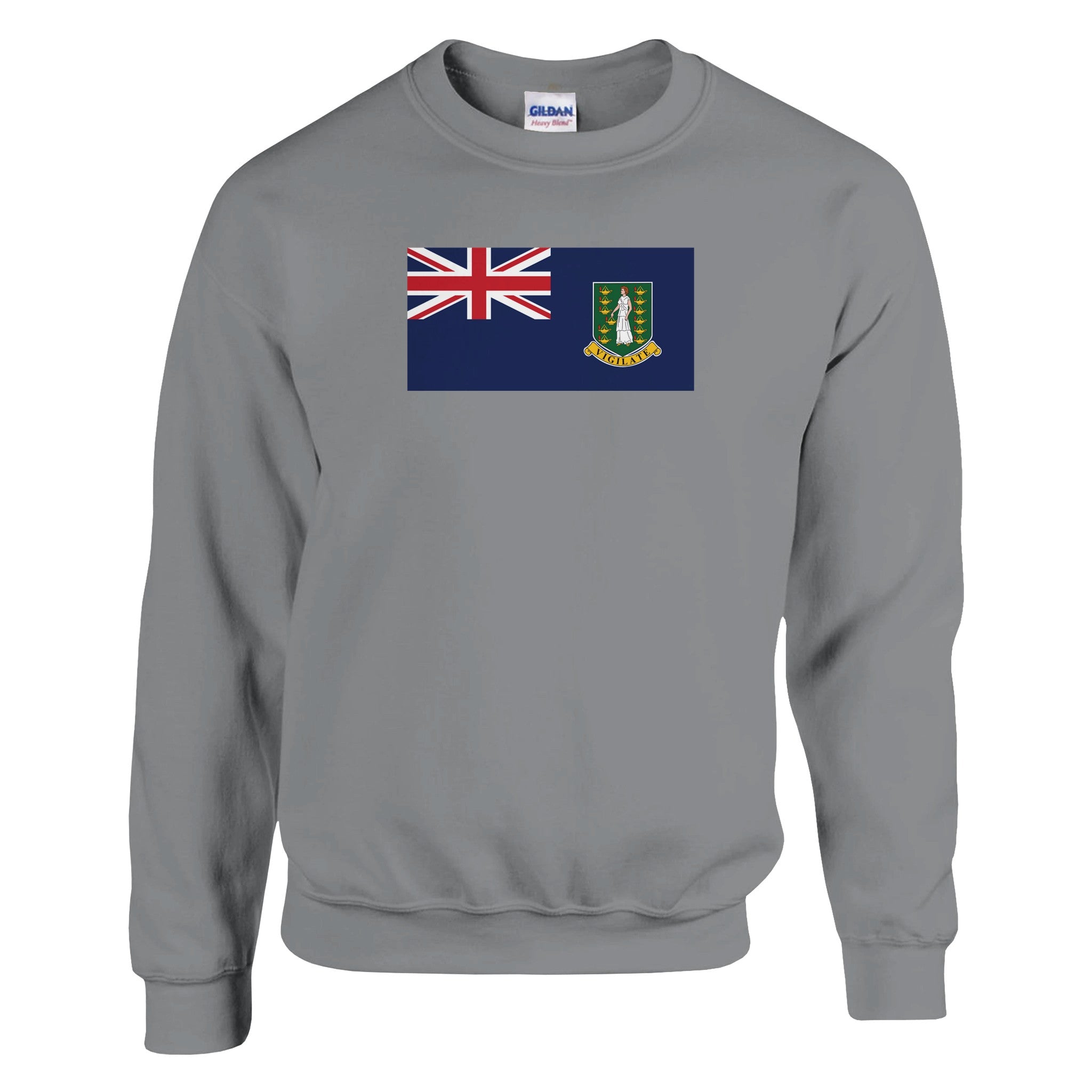 Sweat-shirt Drapeau des îles Vierges britanniques en coton et polyester, avec couture double et côtes élastiques.