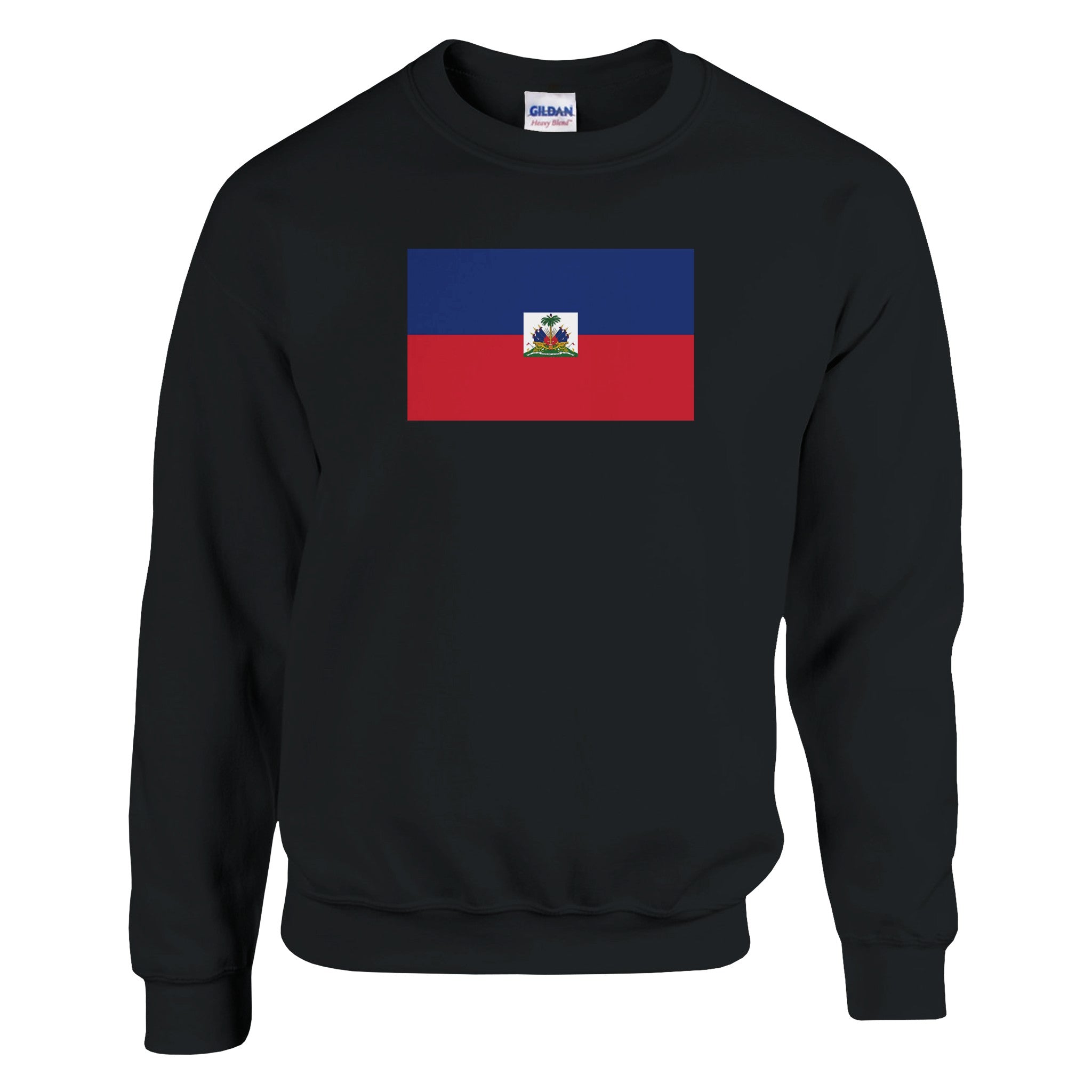 Sweat-shirt Drapeau d'Haïti en coton et polyester, avec des coutures renforcées et une coupe classique, disponible en plusieurs tailles.