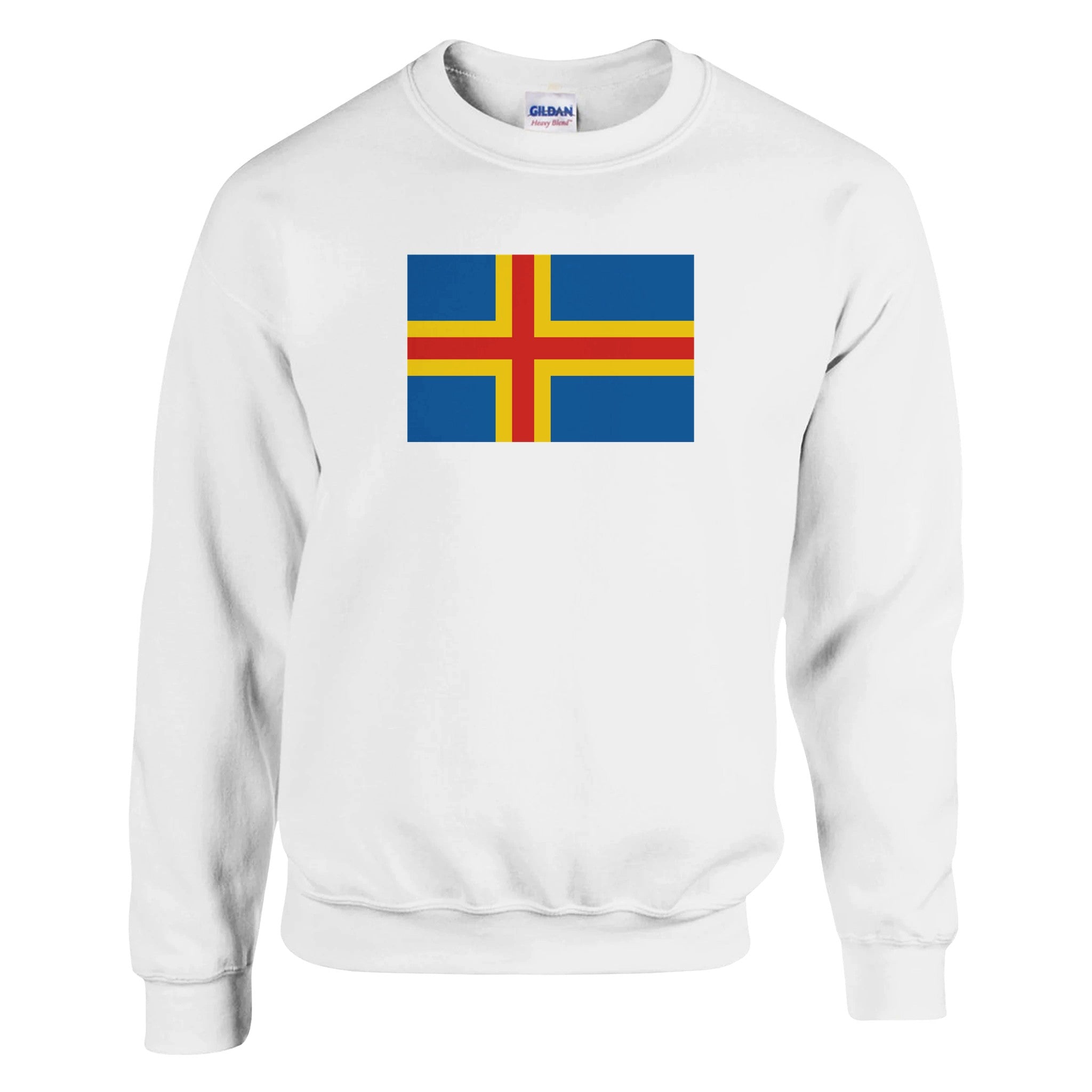 Sweat-shirt Drapeau d'Åland en coton et polyester, avec coutures renforcées et côtes élastiques, disponible en plusieurs tailles.