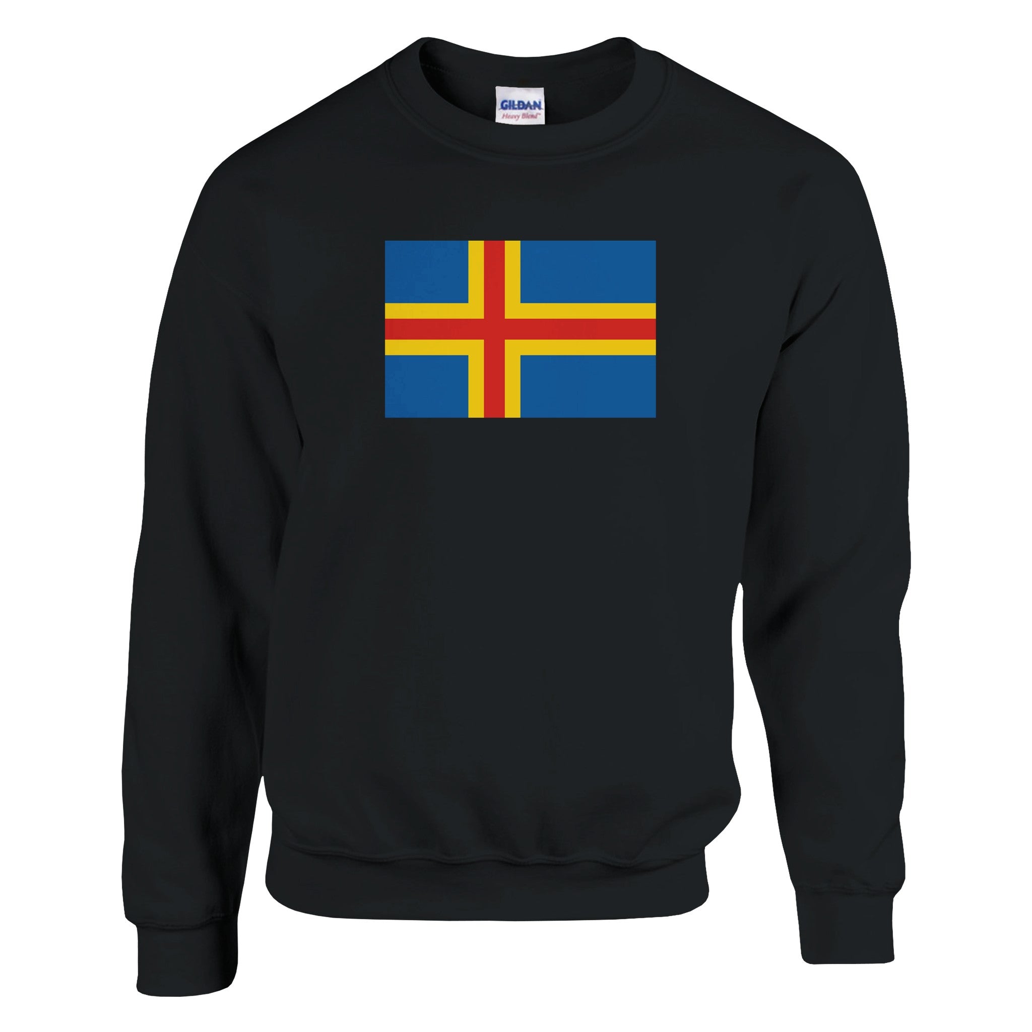 Sweat-shirt Drapeau d'Åland en coton et polyester, avec coutures renforcées et côtes élastiques, disponible en plusieurs tailles.