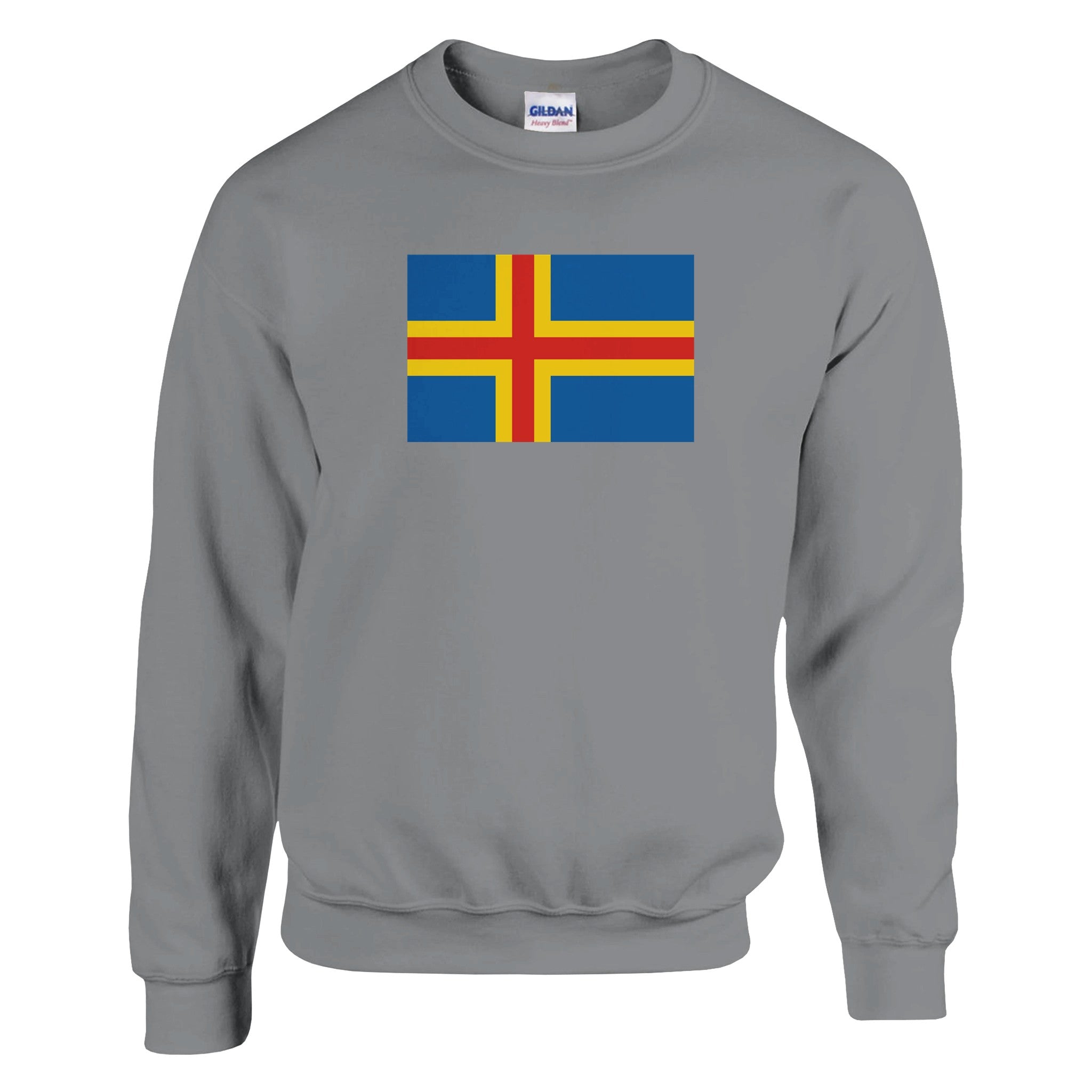 Sweat-shirt Drapeau d'Åland en coton et polyester, avec coutures renforcées et côtes élastiques, disponible en plusieurs tailles.