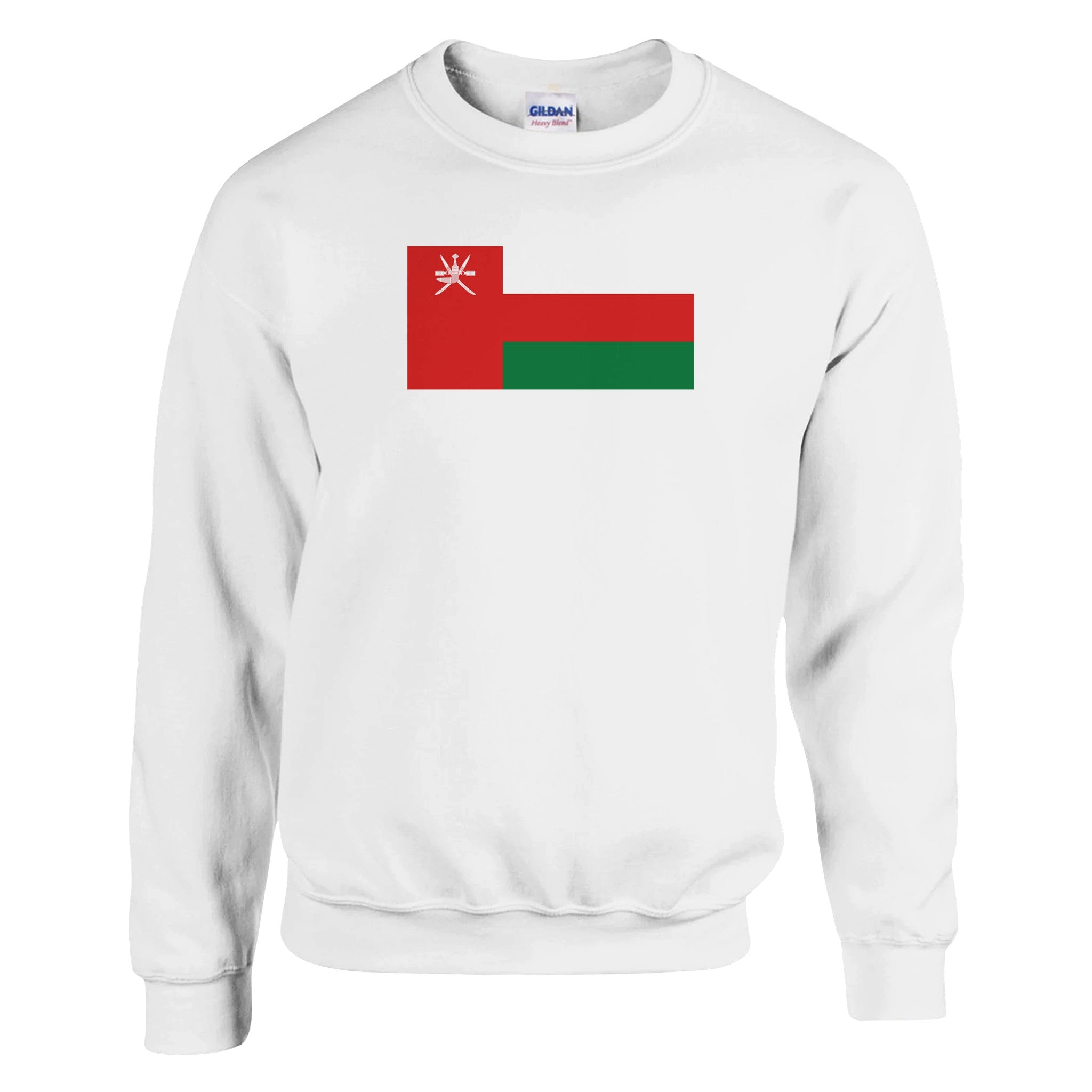 Sweat-shirt Drapeau d'Oman en coton et polyester, avec coutures renforcées et côtes élastiques, disponible en plusieurs tailles.