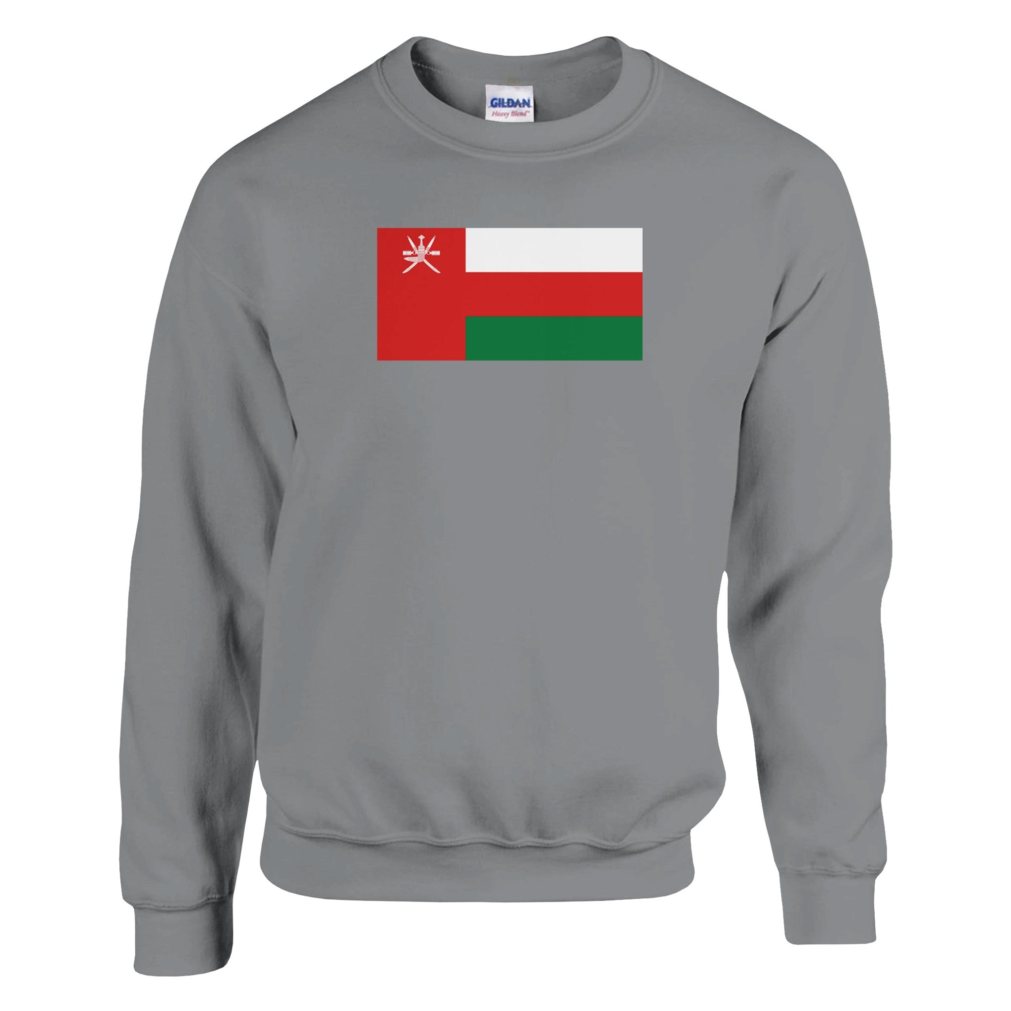 Sweat-shirt Drapeau d'Oman en coton et polyester, avec coutures renforcées et côtes élastiques, disponible en plusieurs tailles.