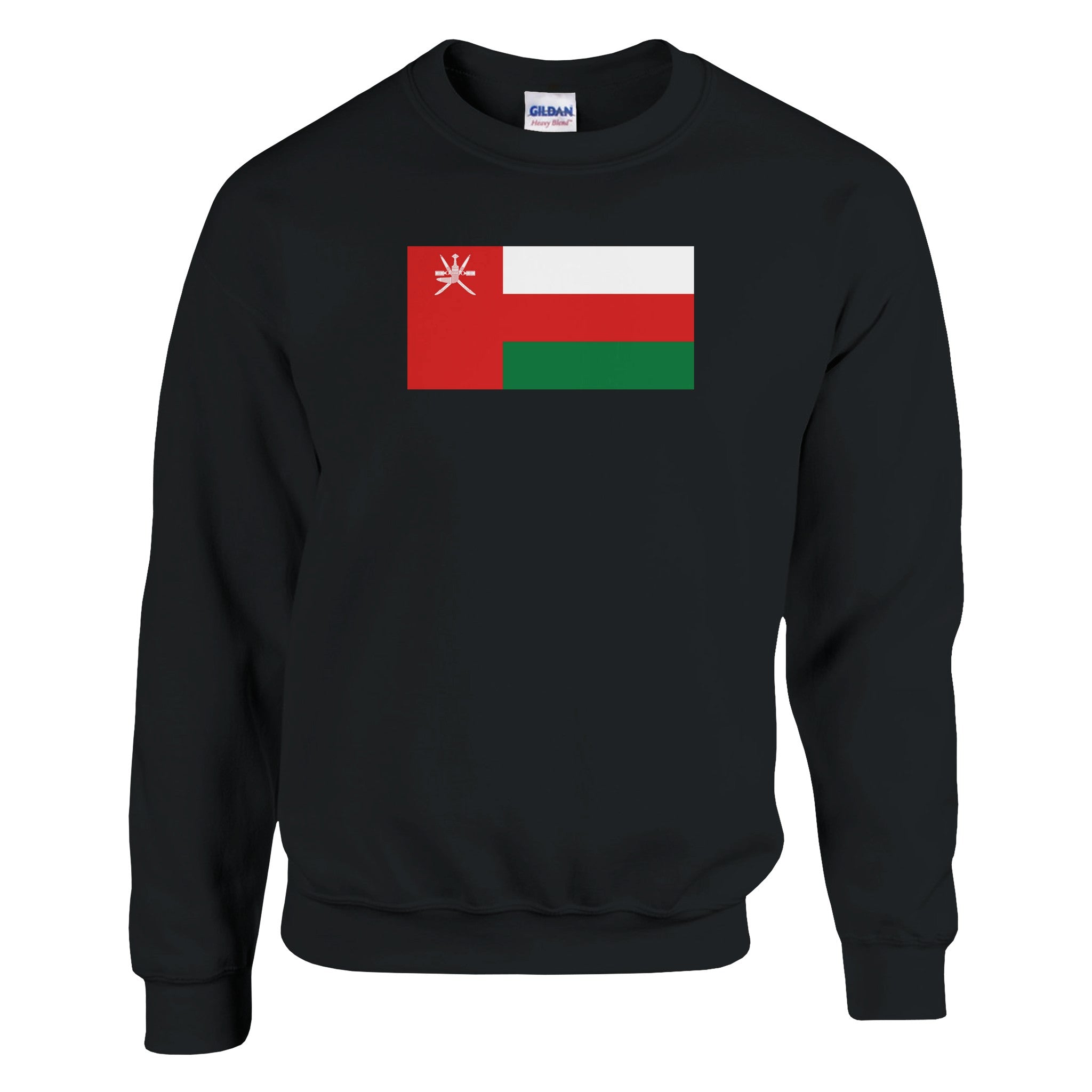 Sweat-shirt Drapeau d'Oman en coton et polyester, avec coutures renforcées et côtes élastiques, disponible en plusieurs tailles.