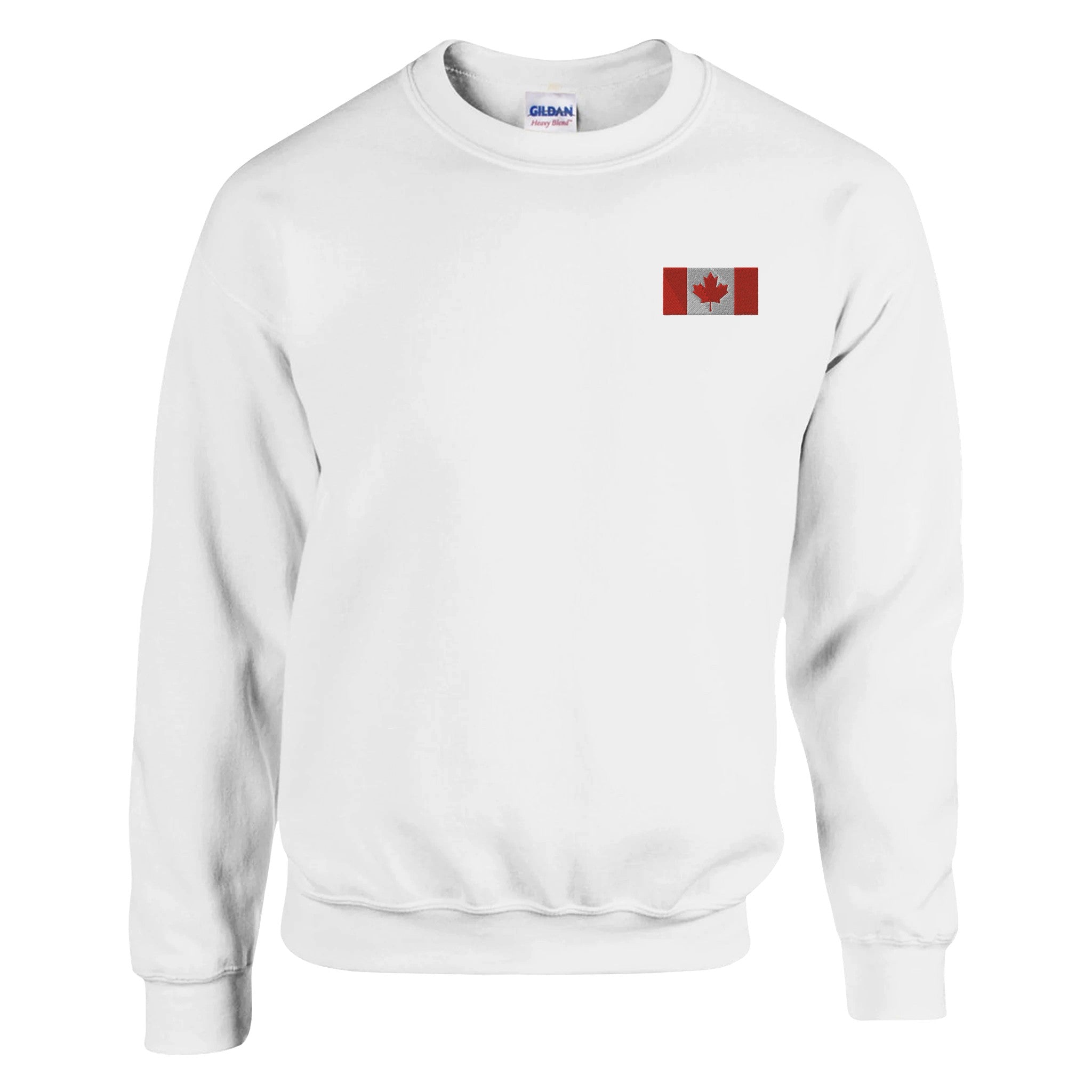 Sweat-shirt Drapeau du Canada en broderie, mélange doux de coton et polyester, avec des coutures renforcées et un design classique.